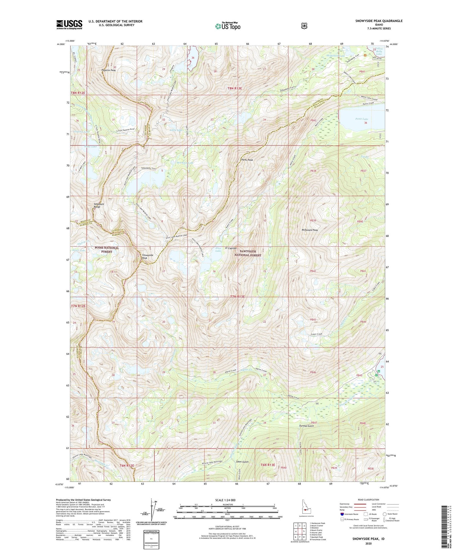 Snowyside Peak Idaho US Topo Map Image