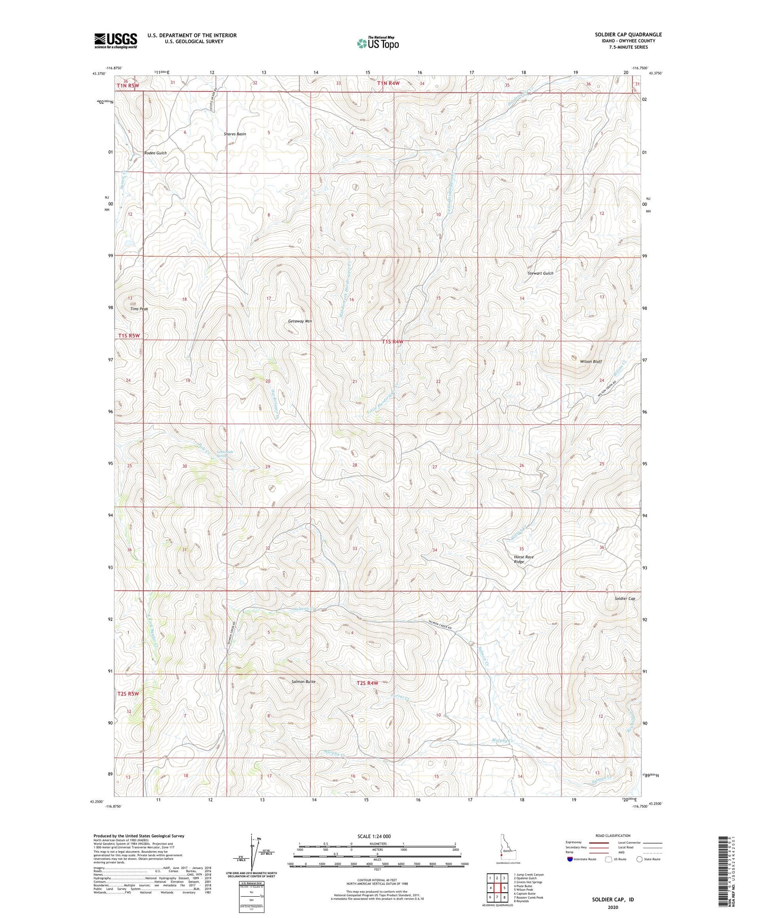Soldier Cap Idaho US Topo Map Image