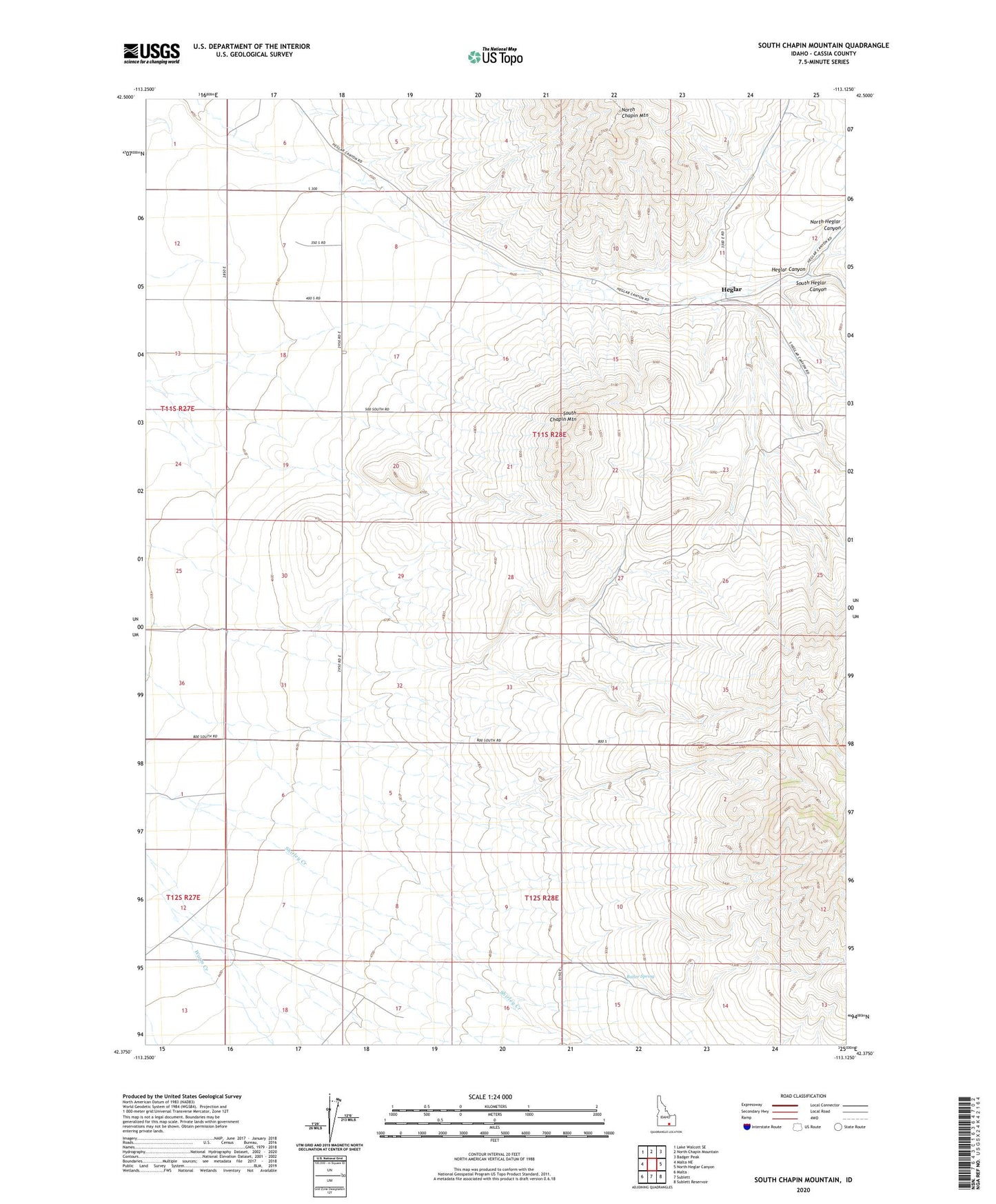 South Chapin Mountain Idaho US Topo Map Image