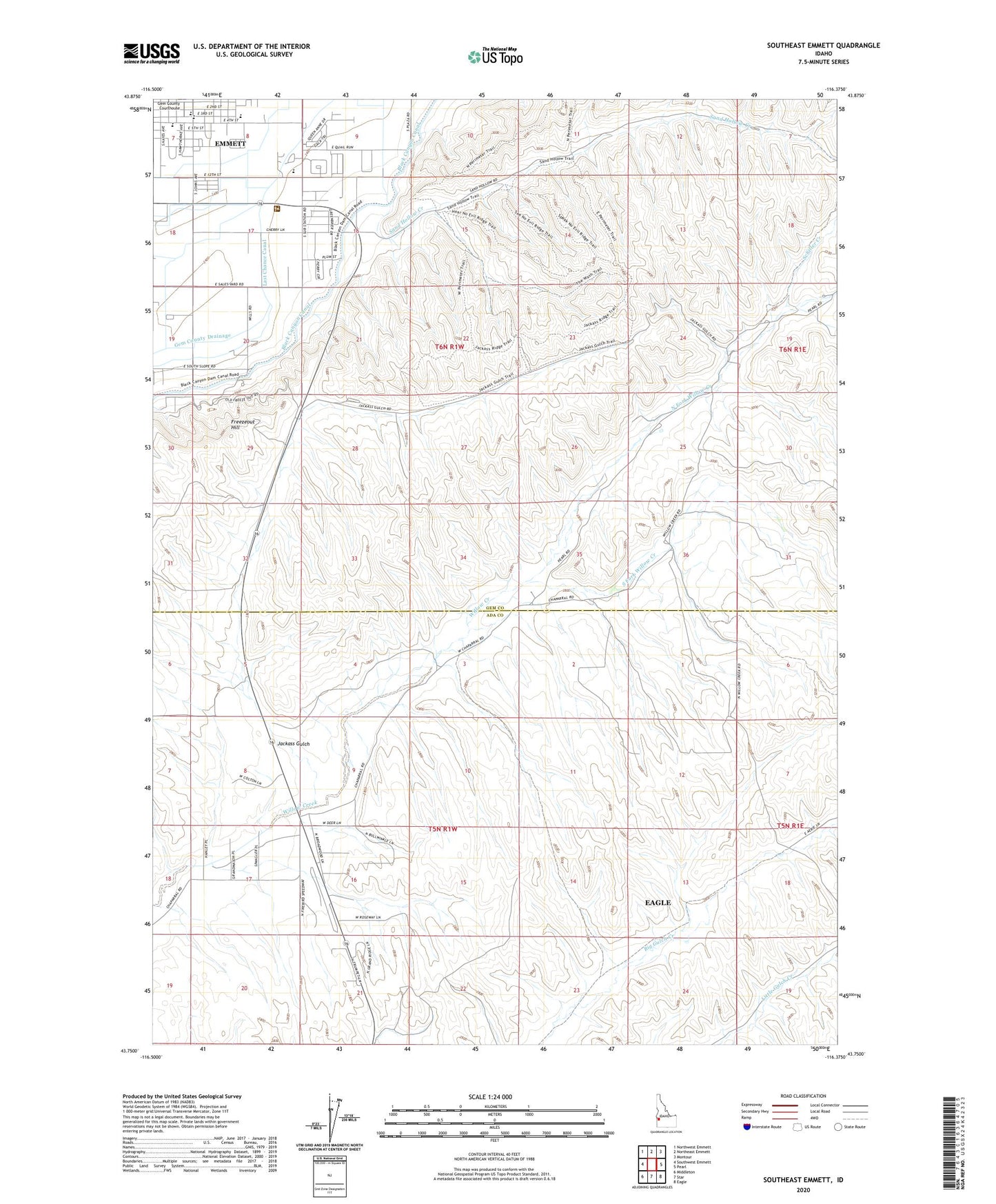 Southeast Emmett Idaho US Topo Map Image