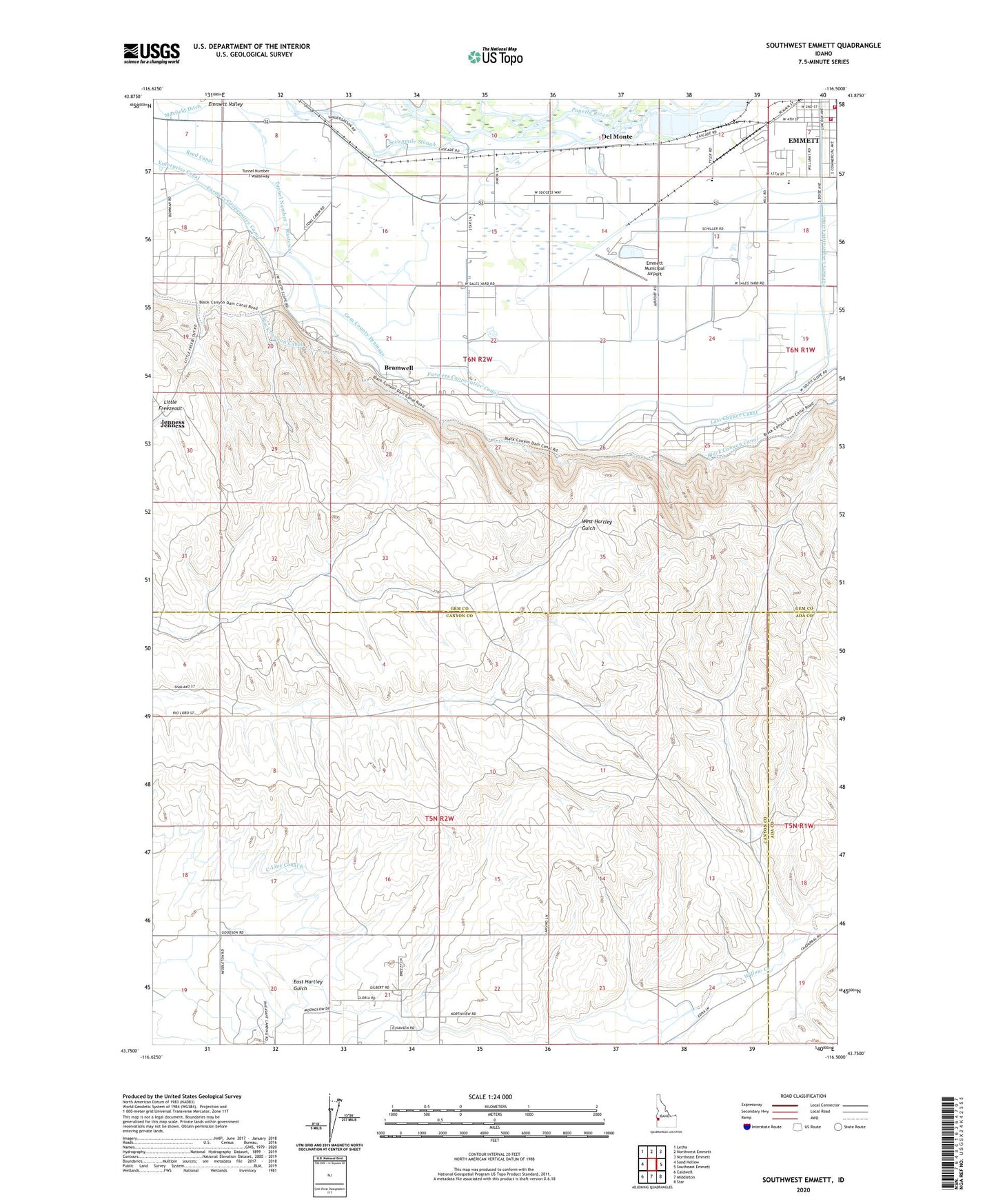 Southwest Emmett Idaho US Topo Map Image