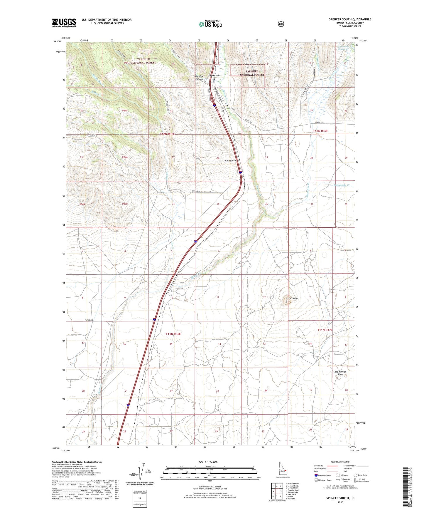 Spencer South Idaho US Topo Map Image