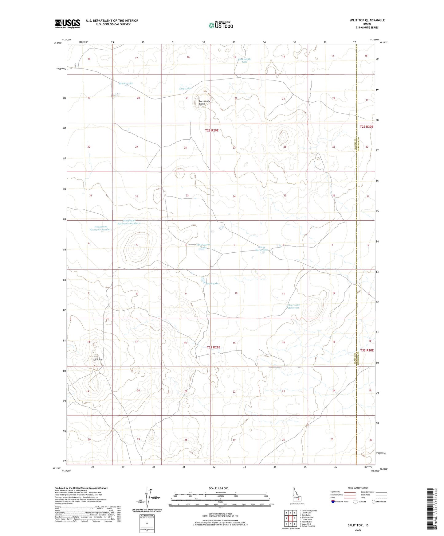 Split Top Idaho US Topo Map Image
