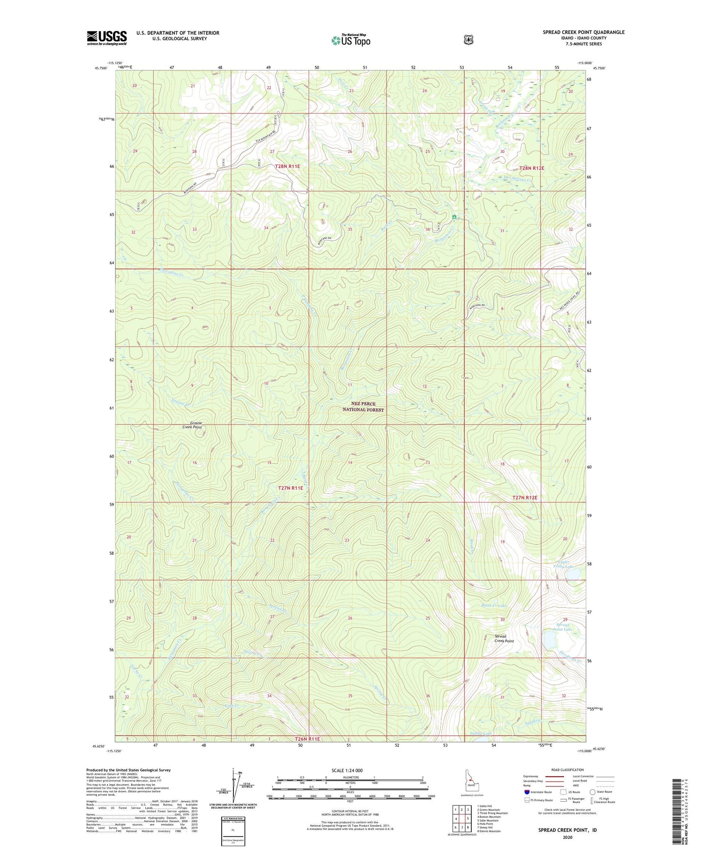Spread Creek Point Idaho US Topo Map Image