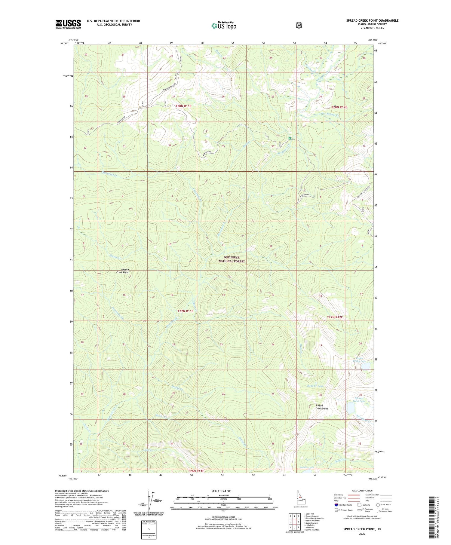 Spread Creek Point Idaho US Topo Map Image