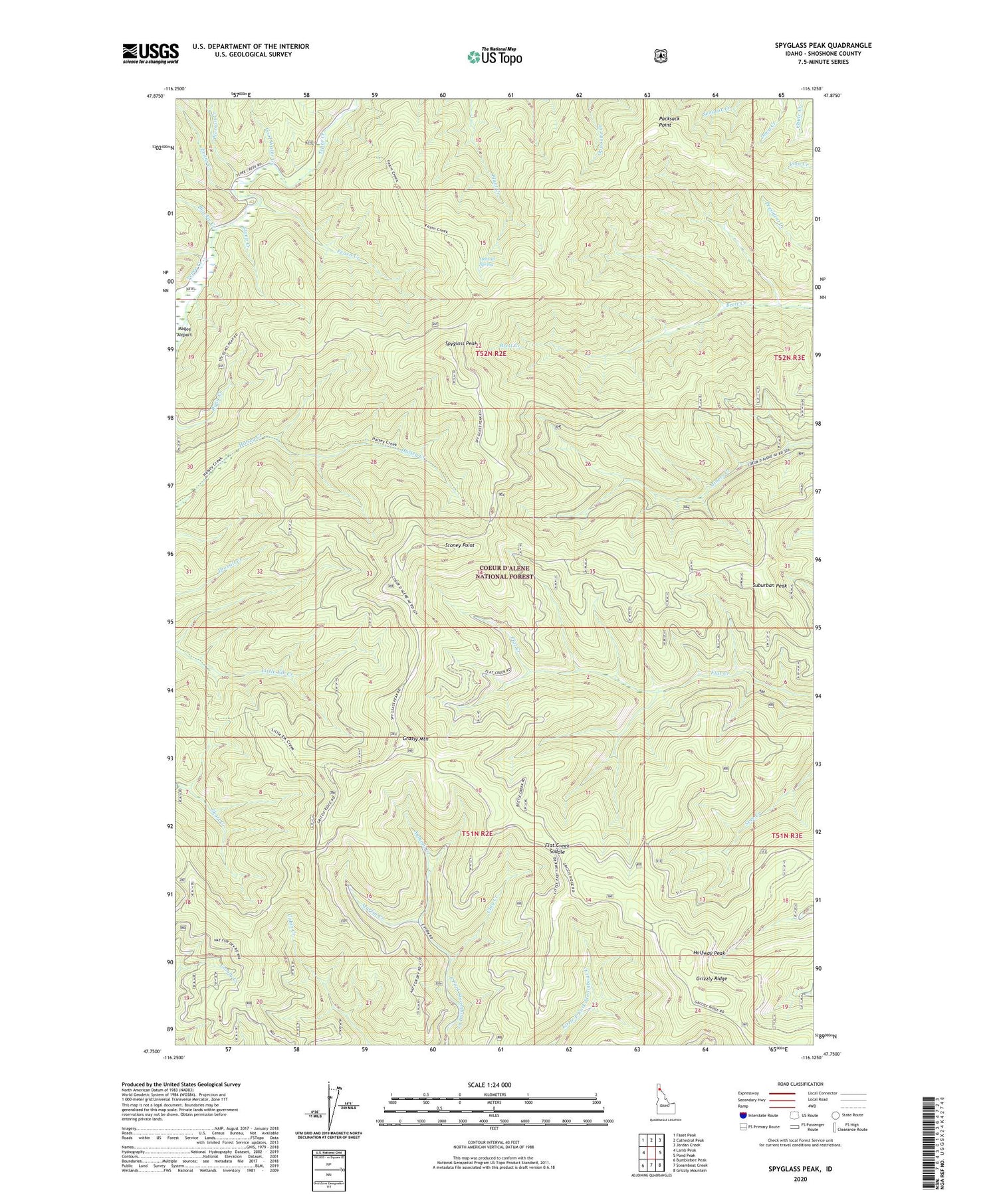 Spyglass Peak Idaho US Topo Map Image