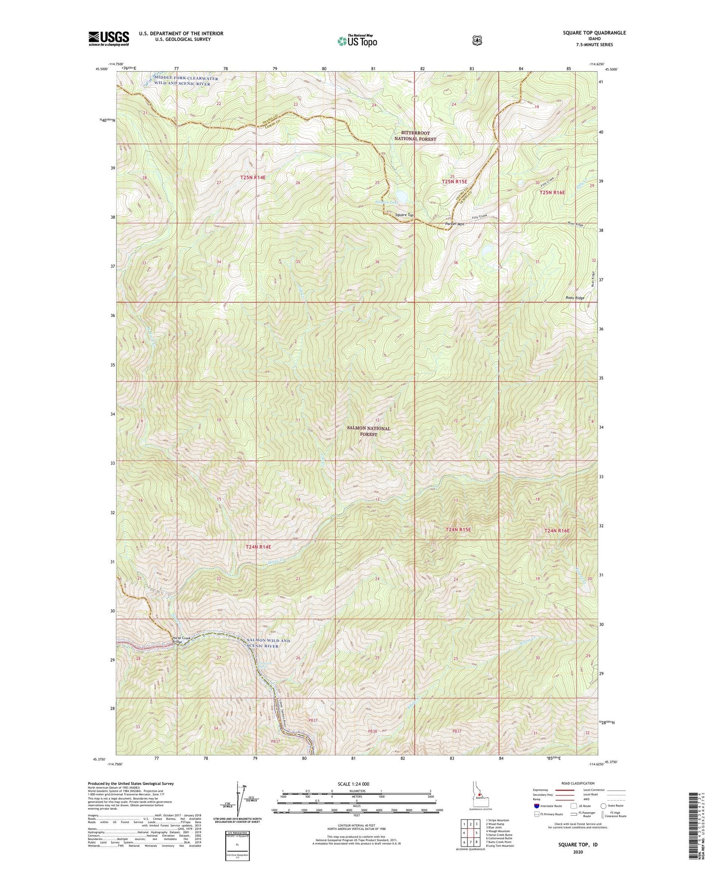 Square Top Idaho US Topo Map Image
