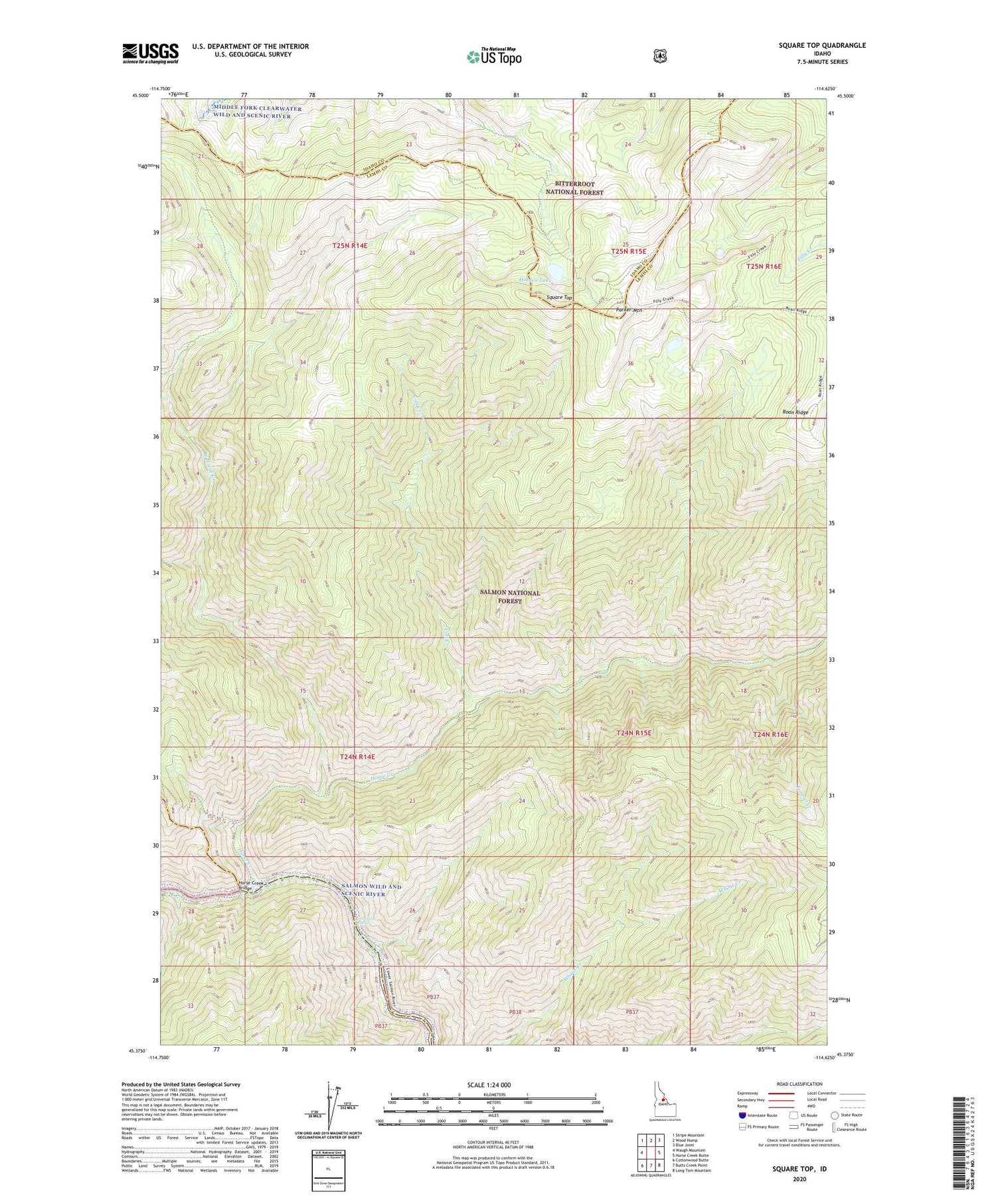 Square Top Idaho US Topo Map Image