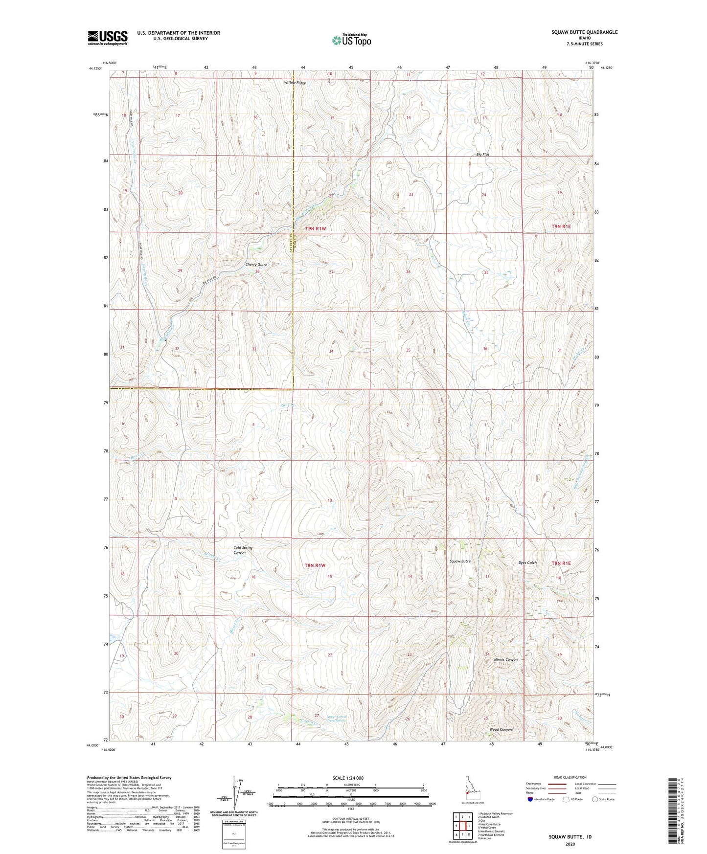Squaw Butte Idaho US Topo Map Image