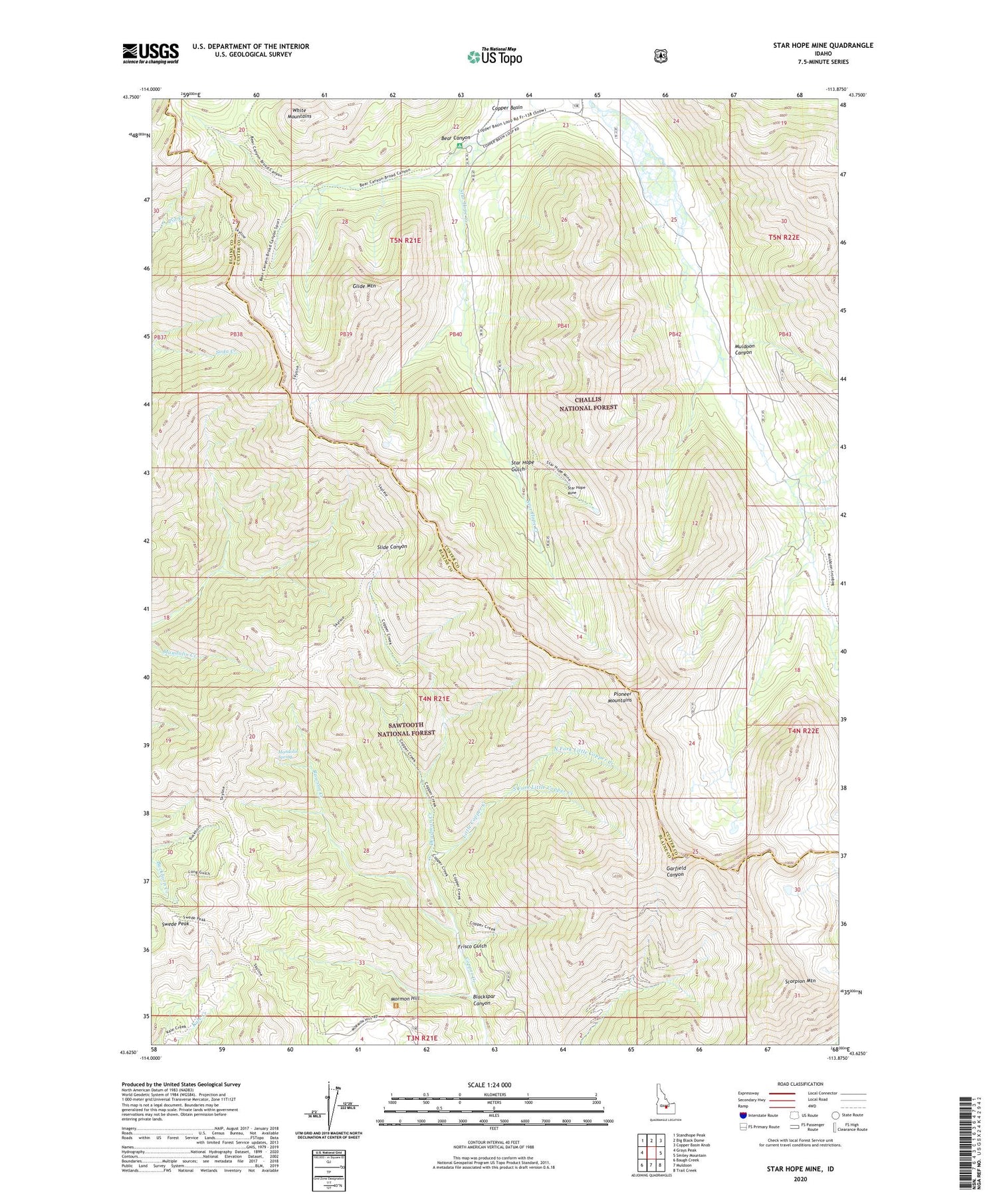 Star Hope Mine Idaho US Topo Map Image
