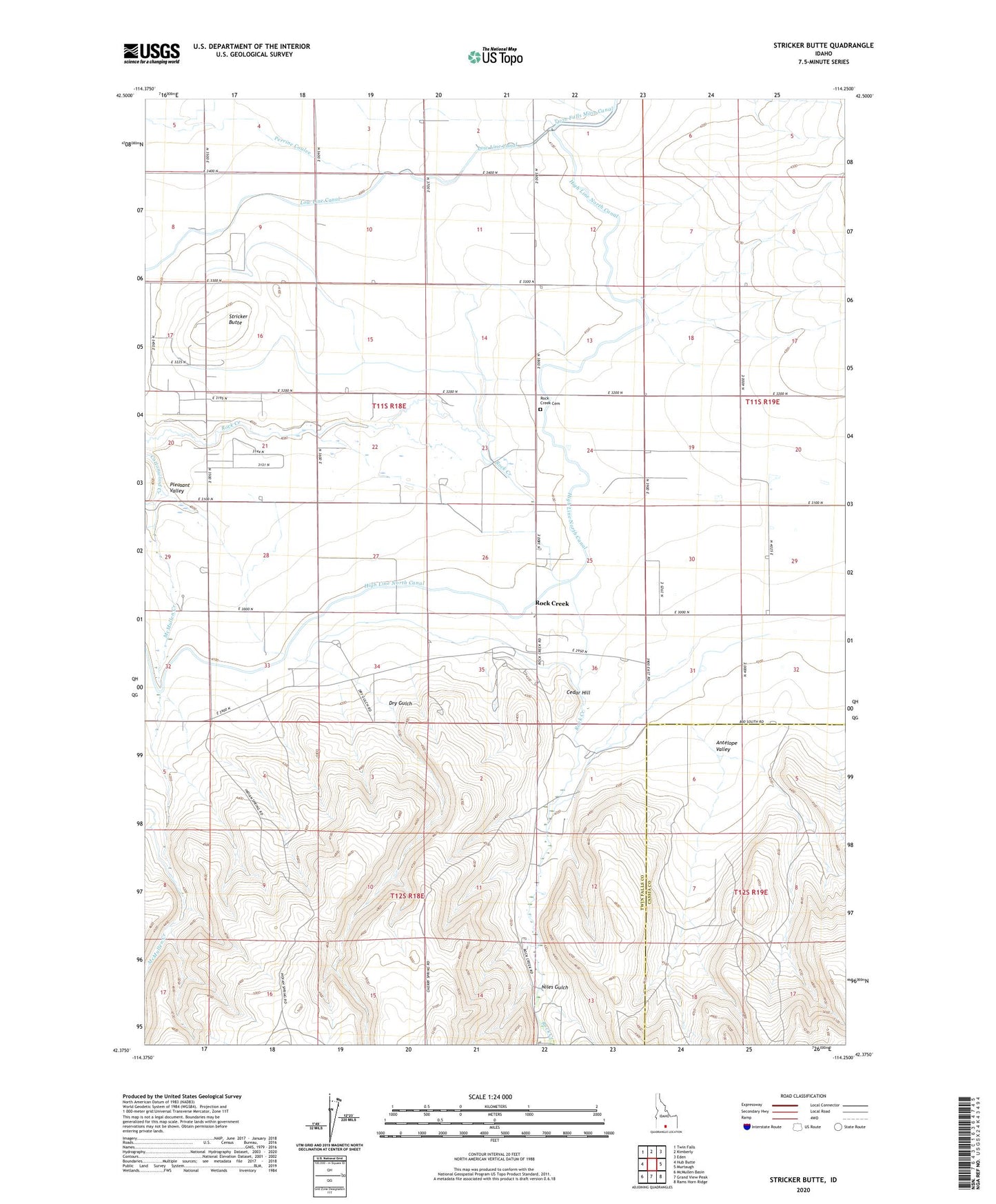 Stricker Butte Idaho US Topo Map Image