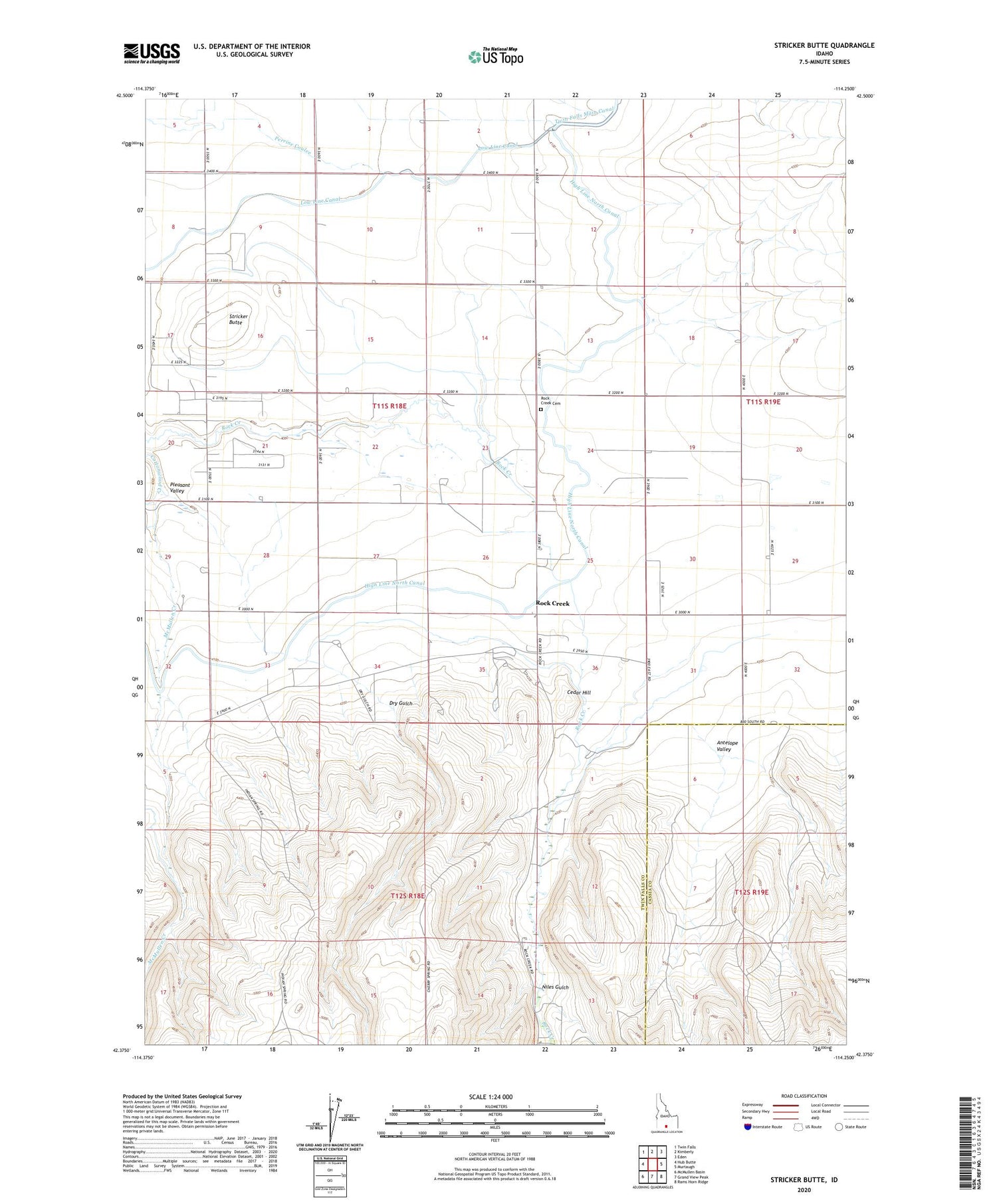 Stricker Butte Idaho US Topo Map Image