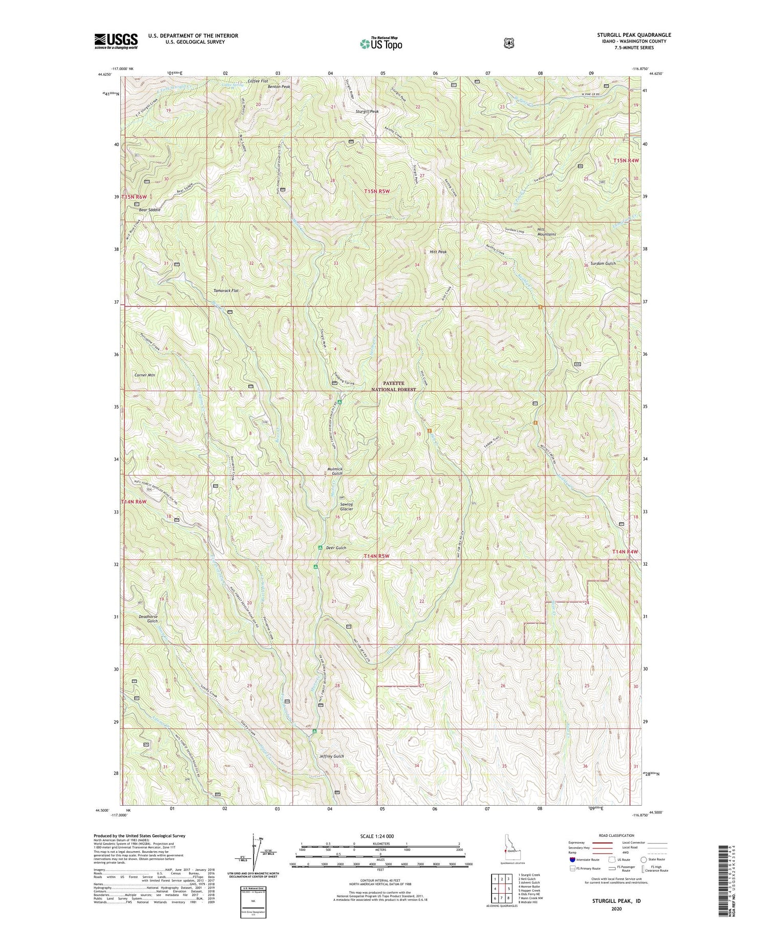 Sturgill Peak Idaho US Topo Map Image