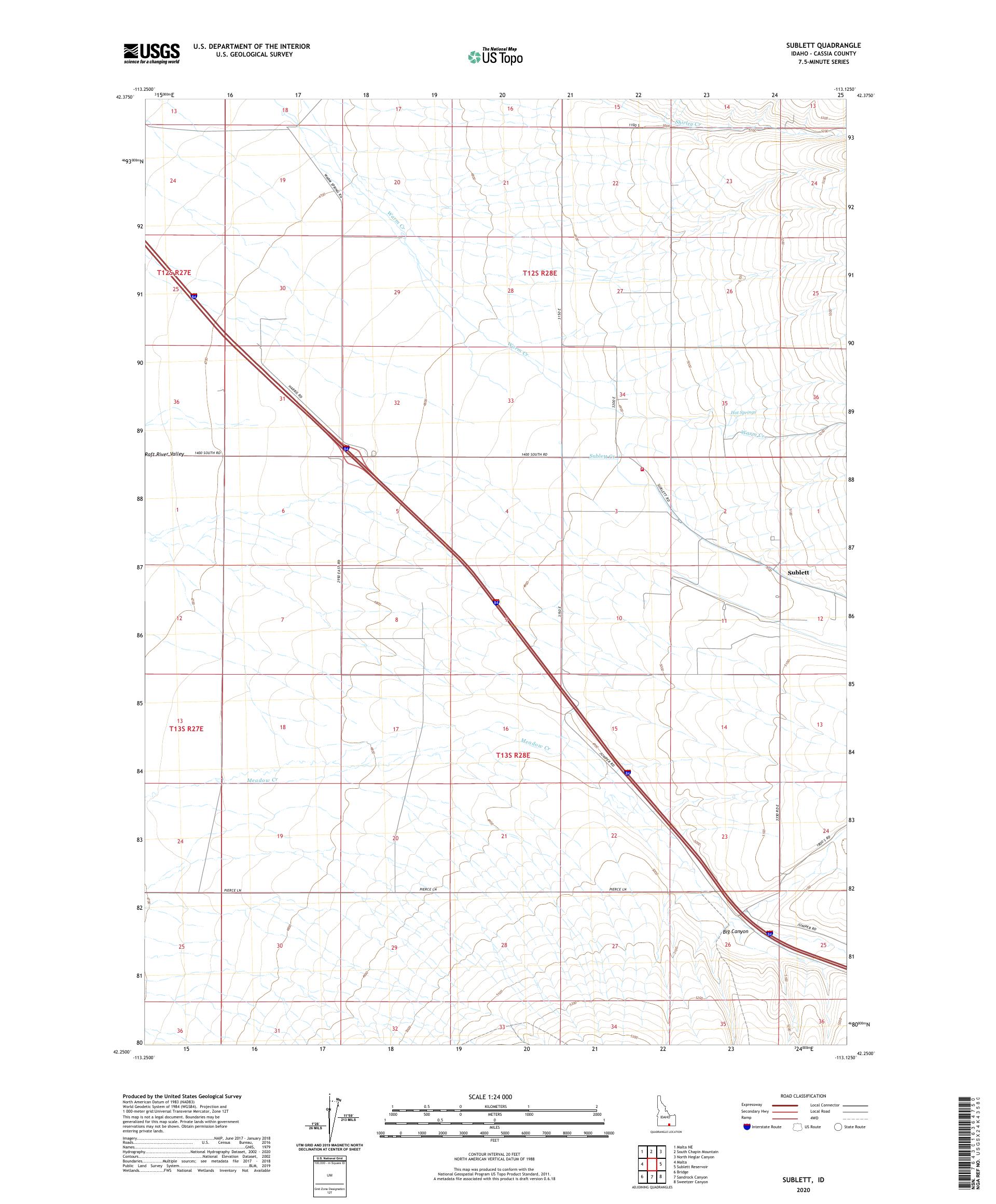 Sublett Idaho US Topo Map – MyTopo Map Store