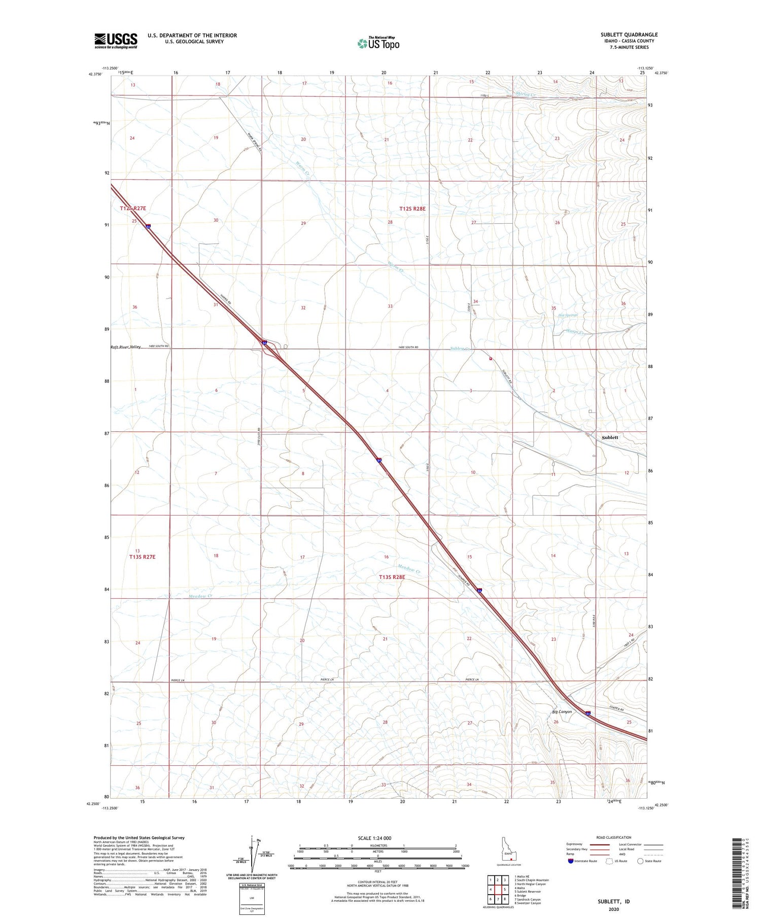 Sublett Idaho US Topo Map Image