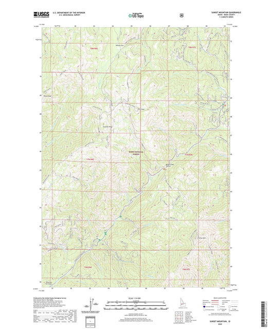 Sunset Mountain Idaho US Topo Map Image