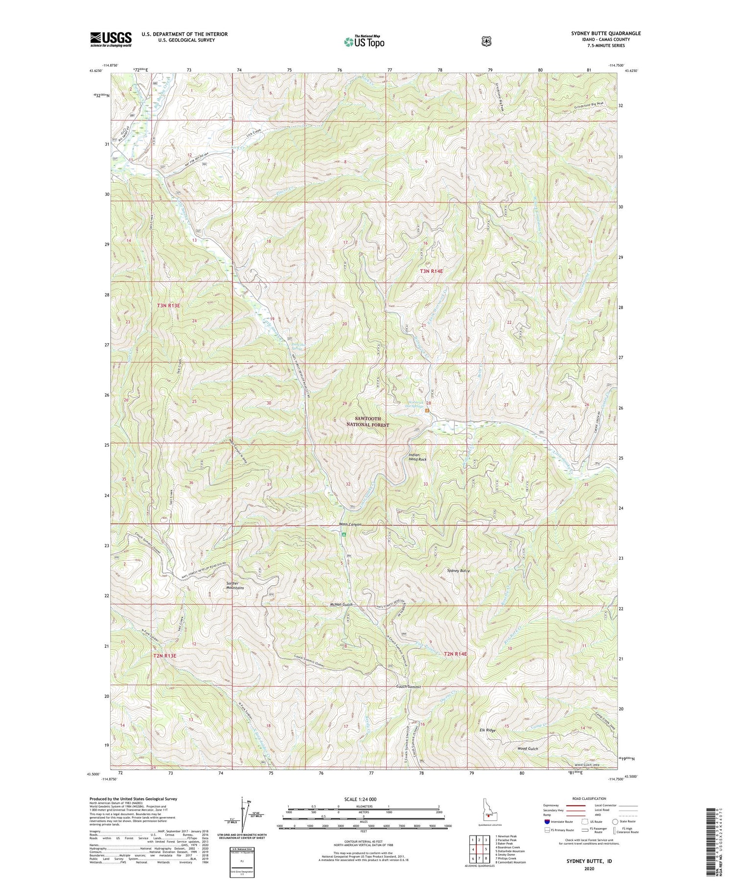 Sydney Butte Idaho US Topo Map Image