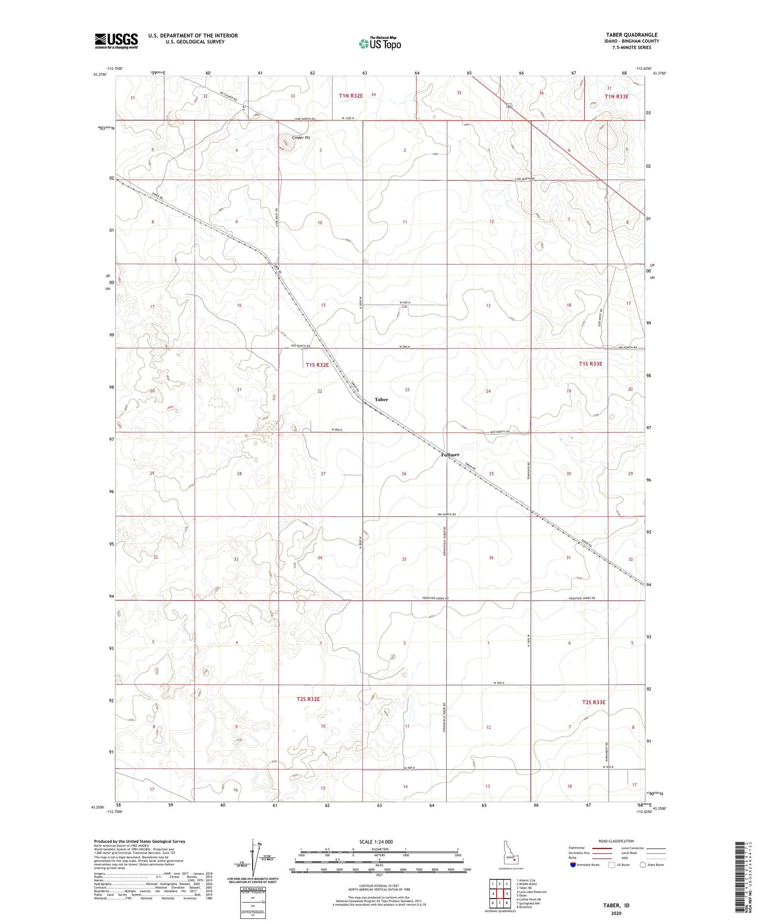 Taber Idaho US Topo Map Image