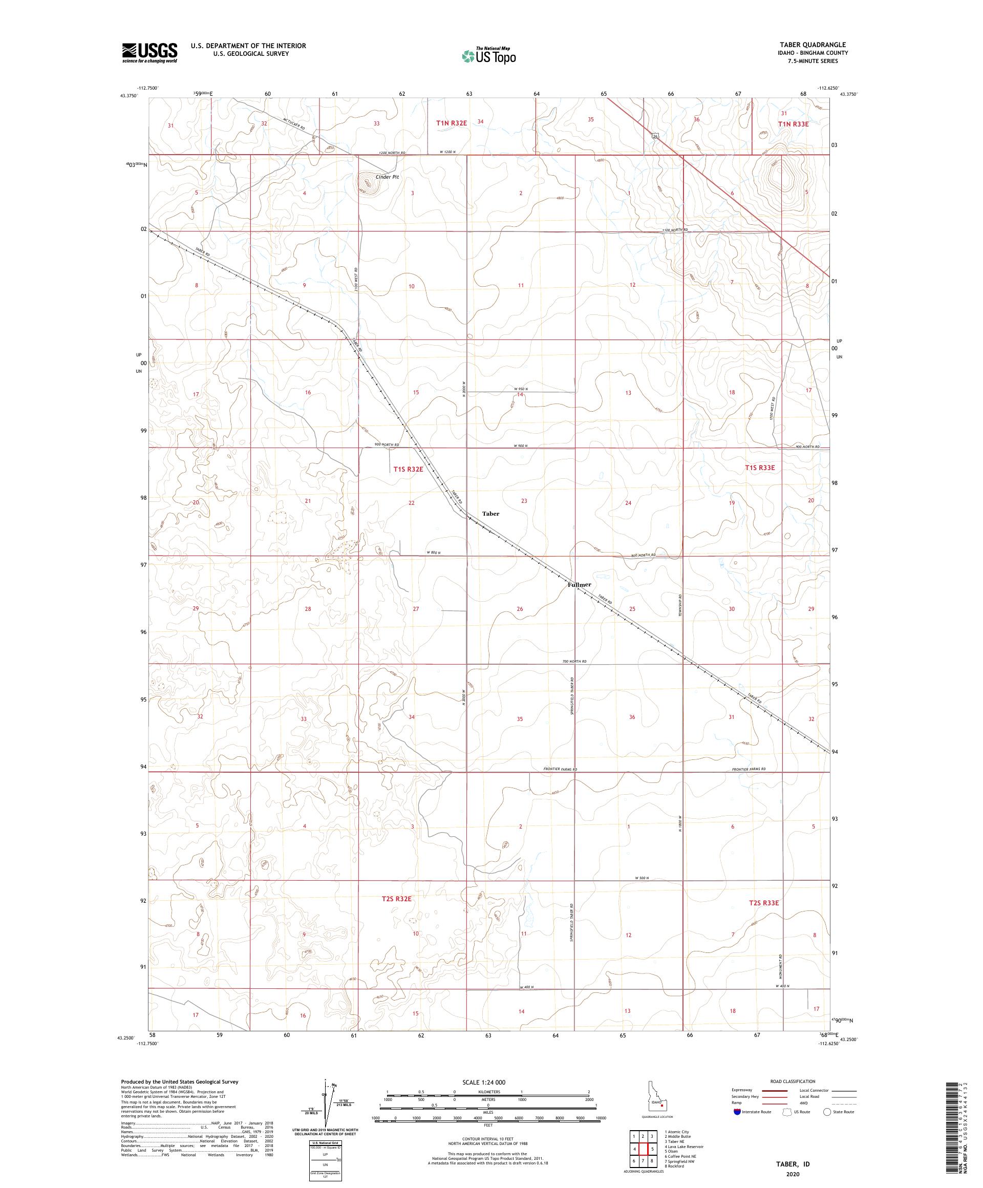 Taber Idaho US Topo Map – MyTopo Map Store