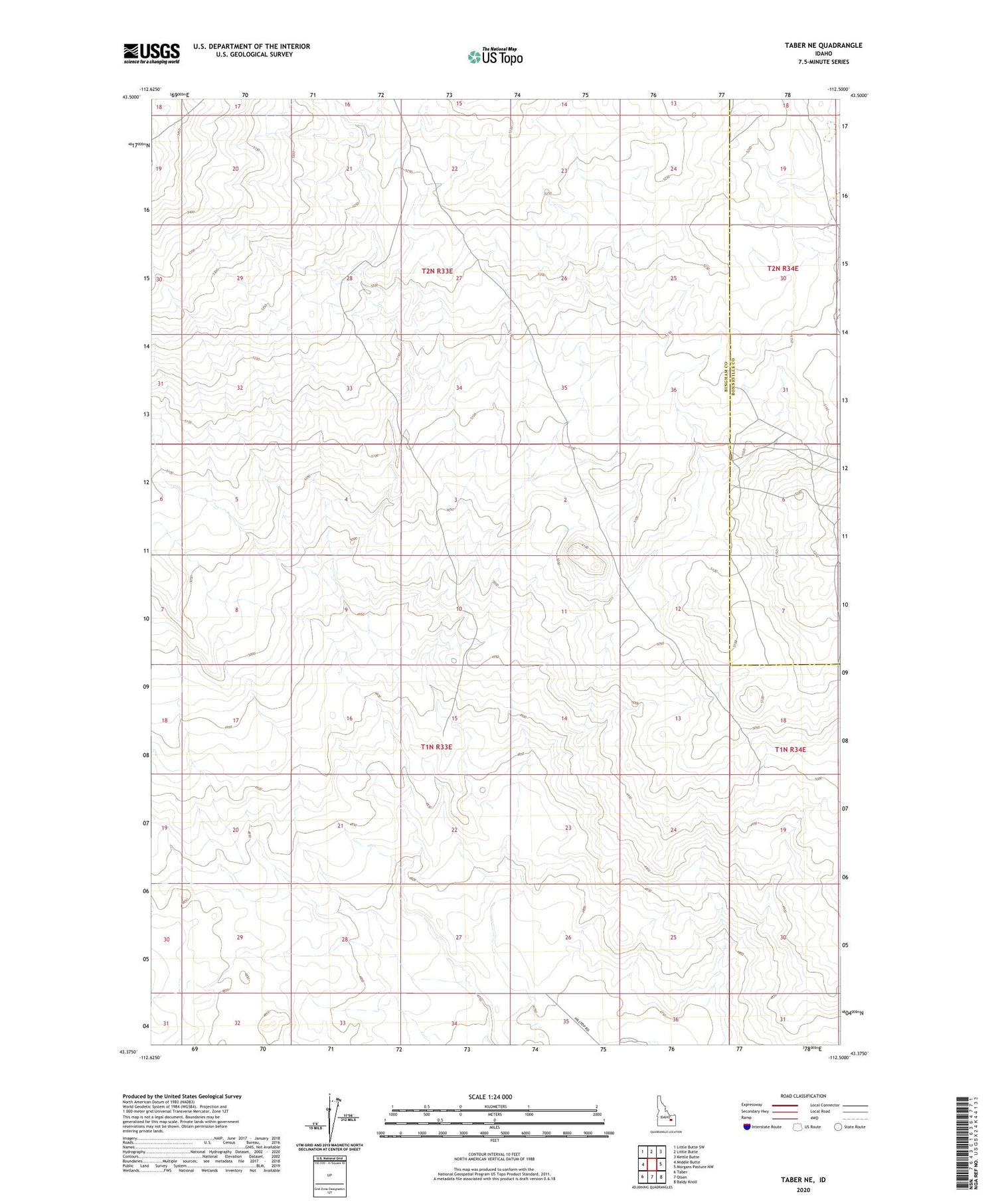 Taber NE Idaho US Topo Map Image