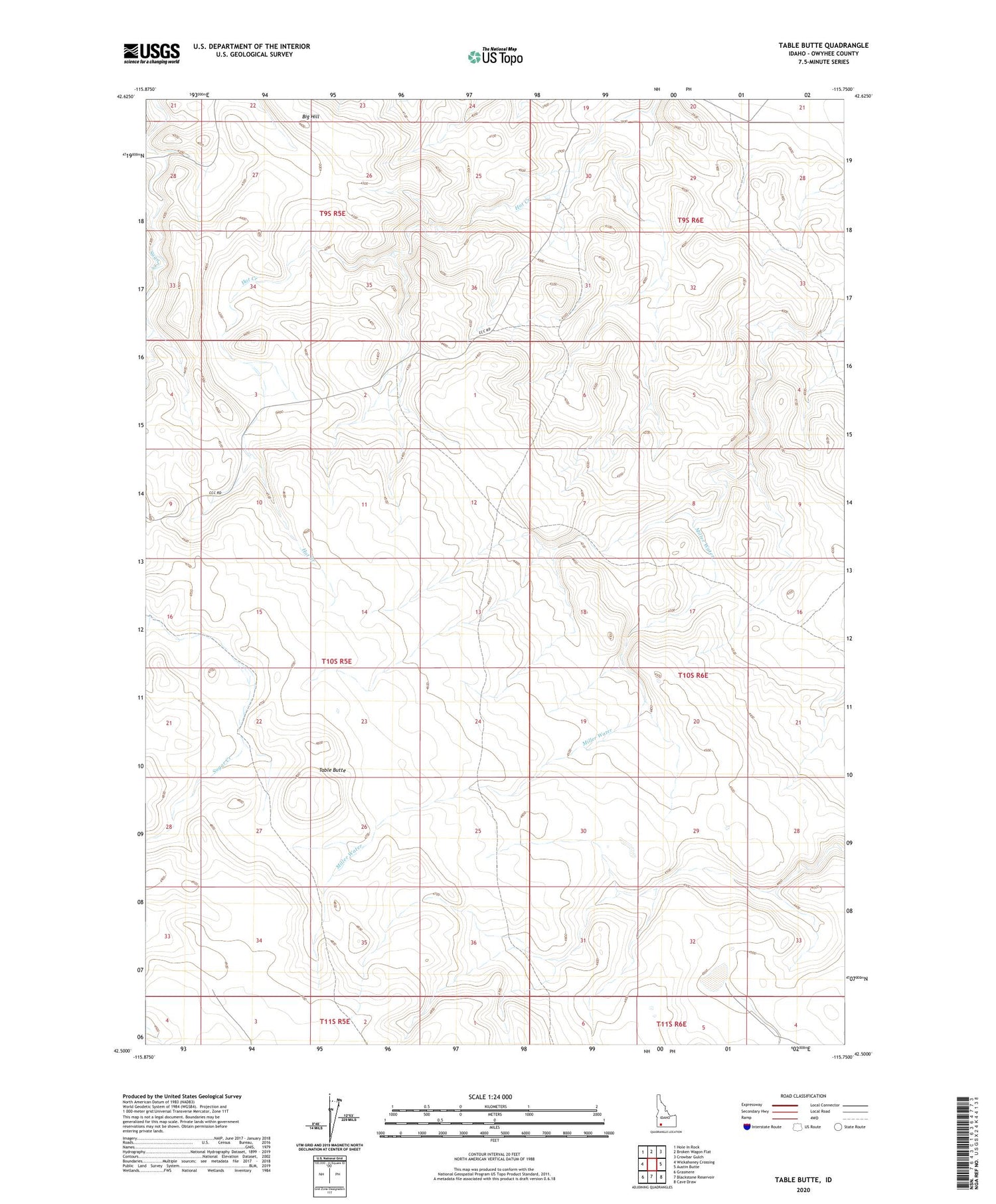 Table Butte Idaho US Topo Map Image