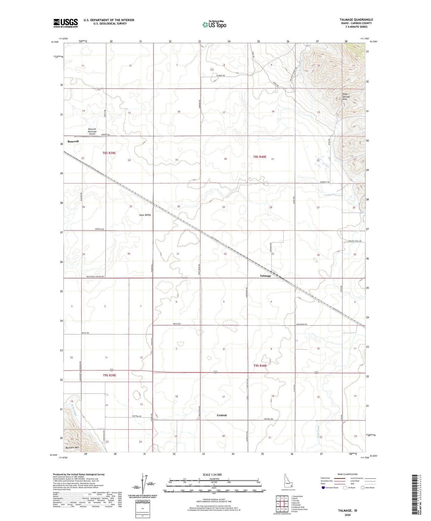 Talmage Idaho US Topo Map Image