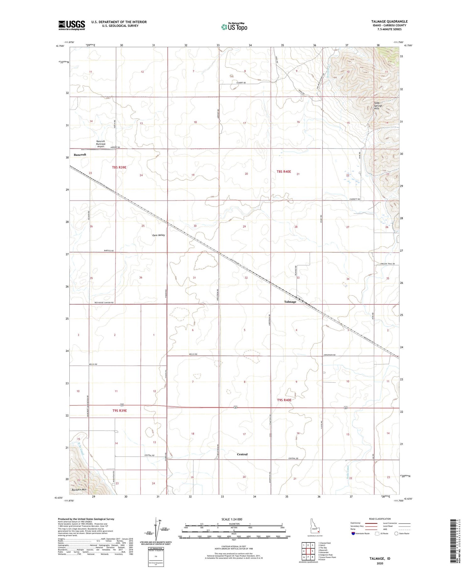Talmage Idaho US Topo Map Image