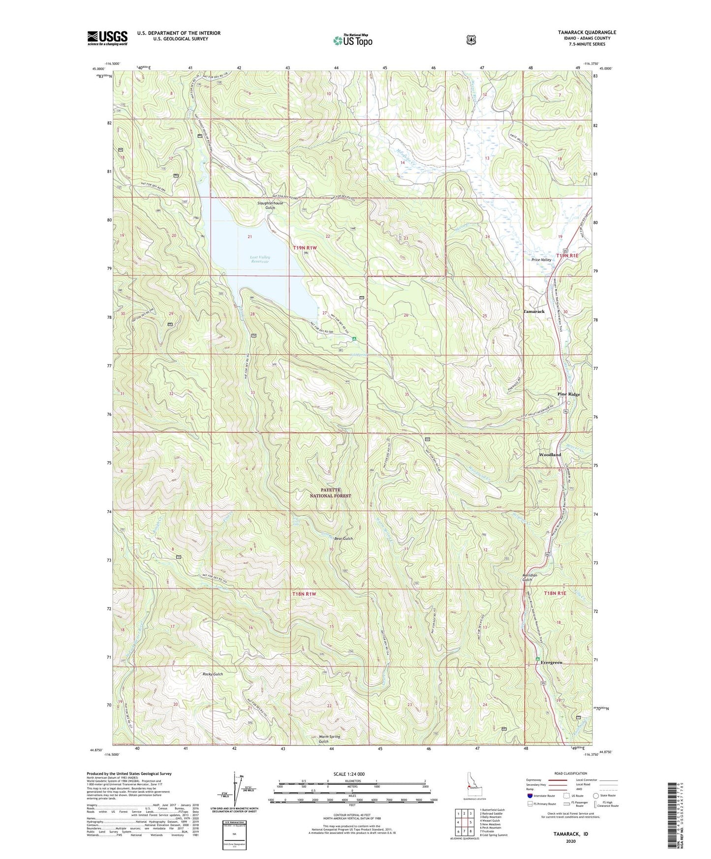 Tamarack Idaho US Topo Map Image