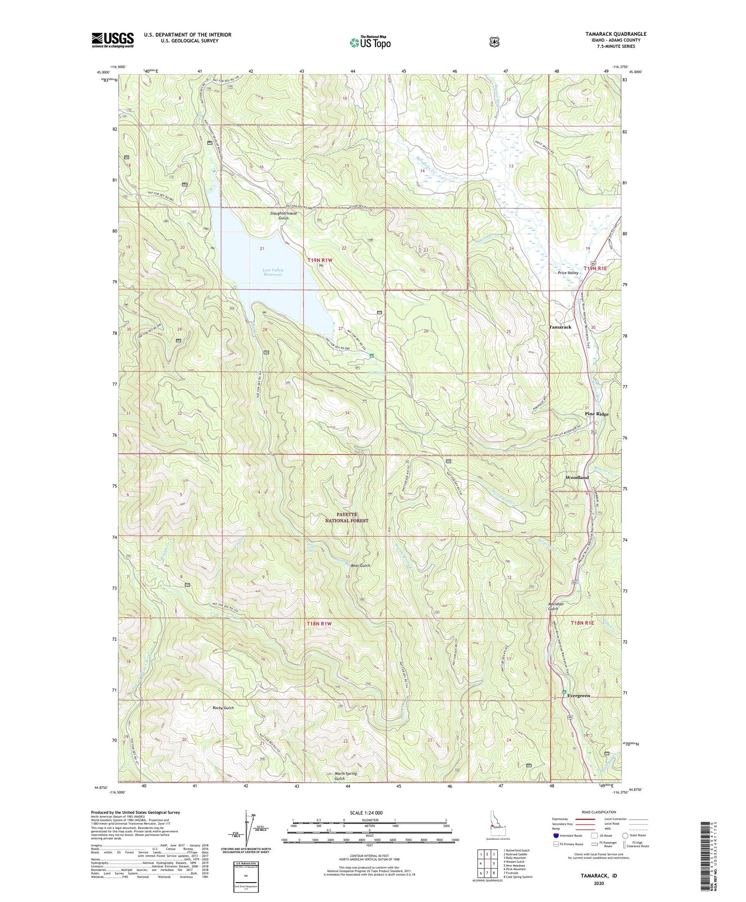 Tamarack Idaho US Topo Map Image