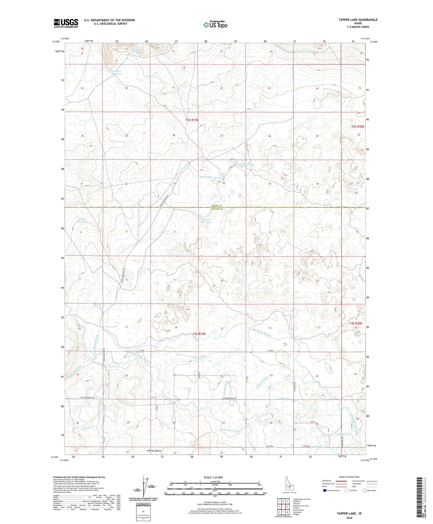 Tapper Lake Idaho US Topo Map Image