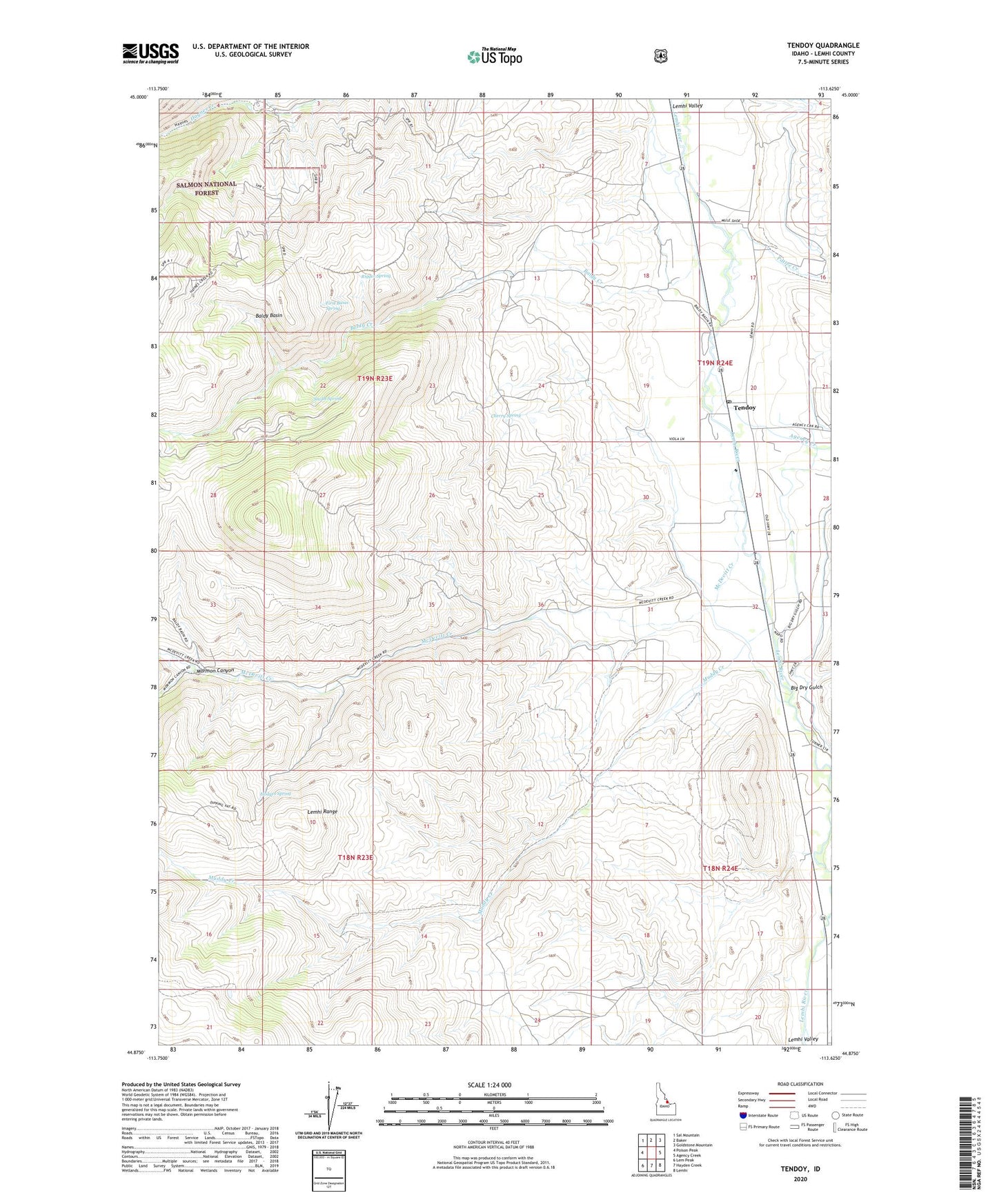 Tendoy Idaho US Topo Map Image