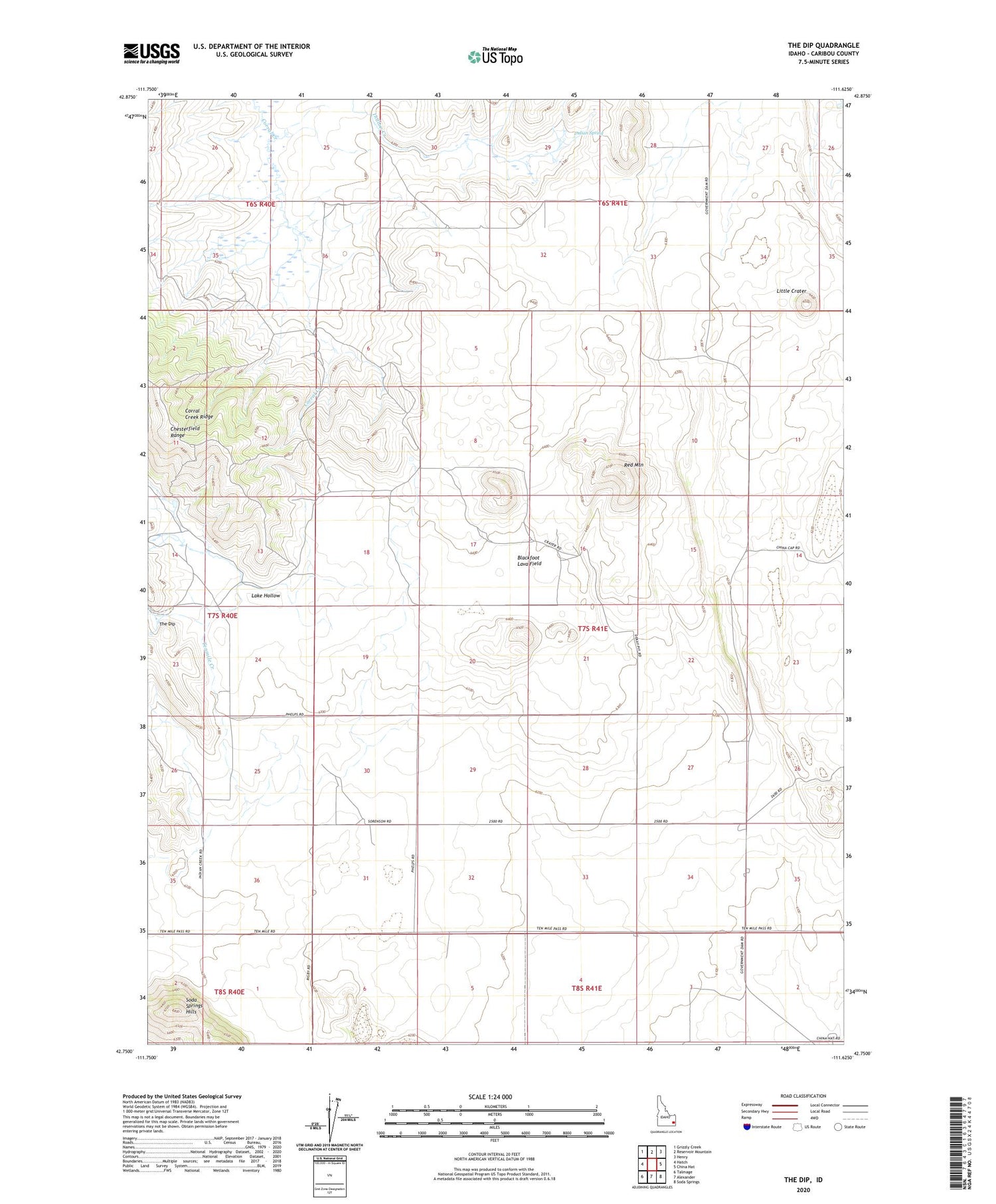 The Dip Idaho US Topo Map Image
