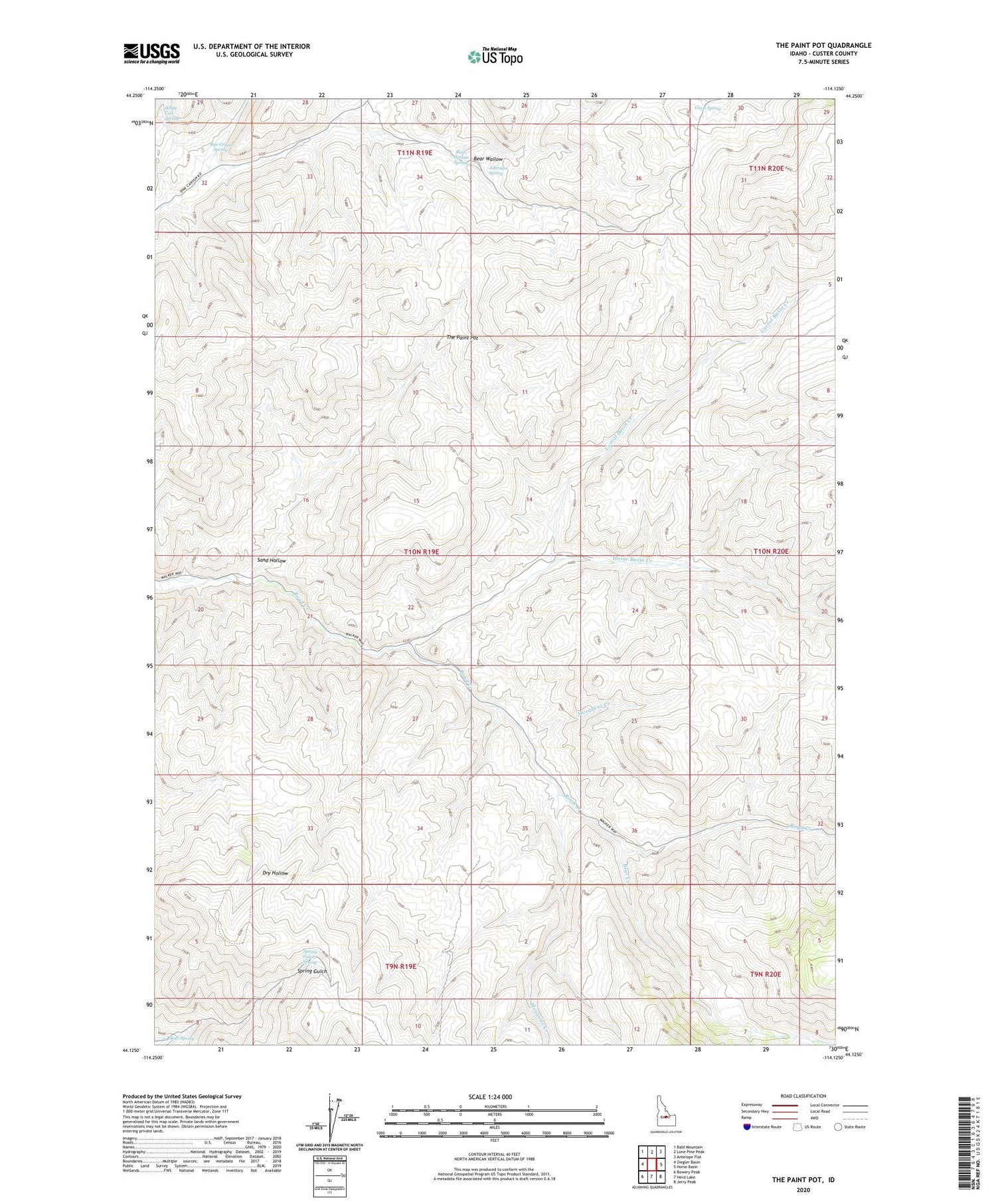 The Paint Pot Idaho US Topo Map Image