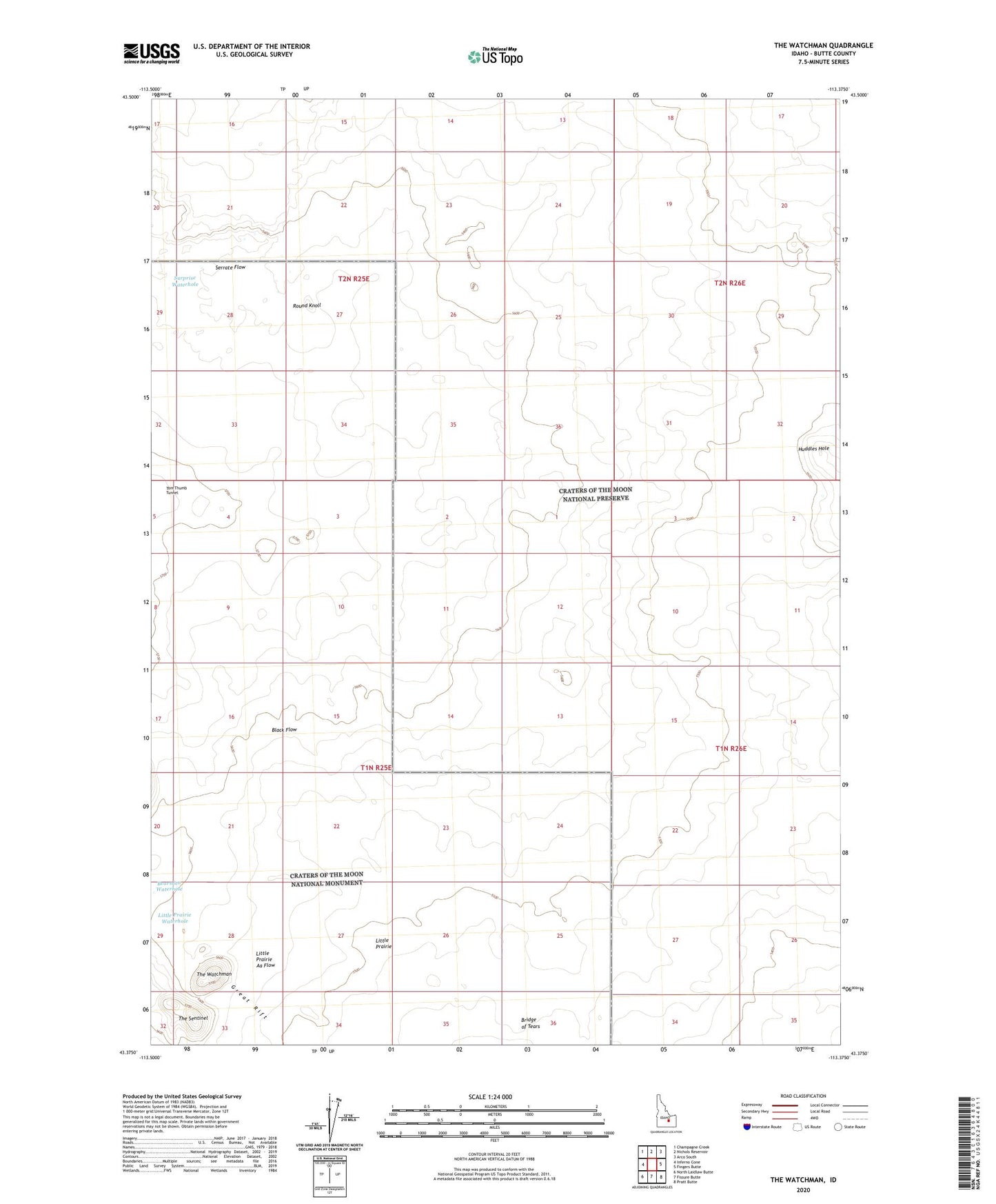 The Watchman Idaho US Topo Map Image