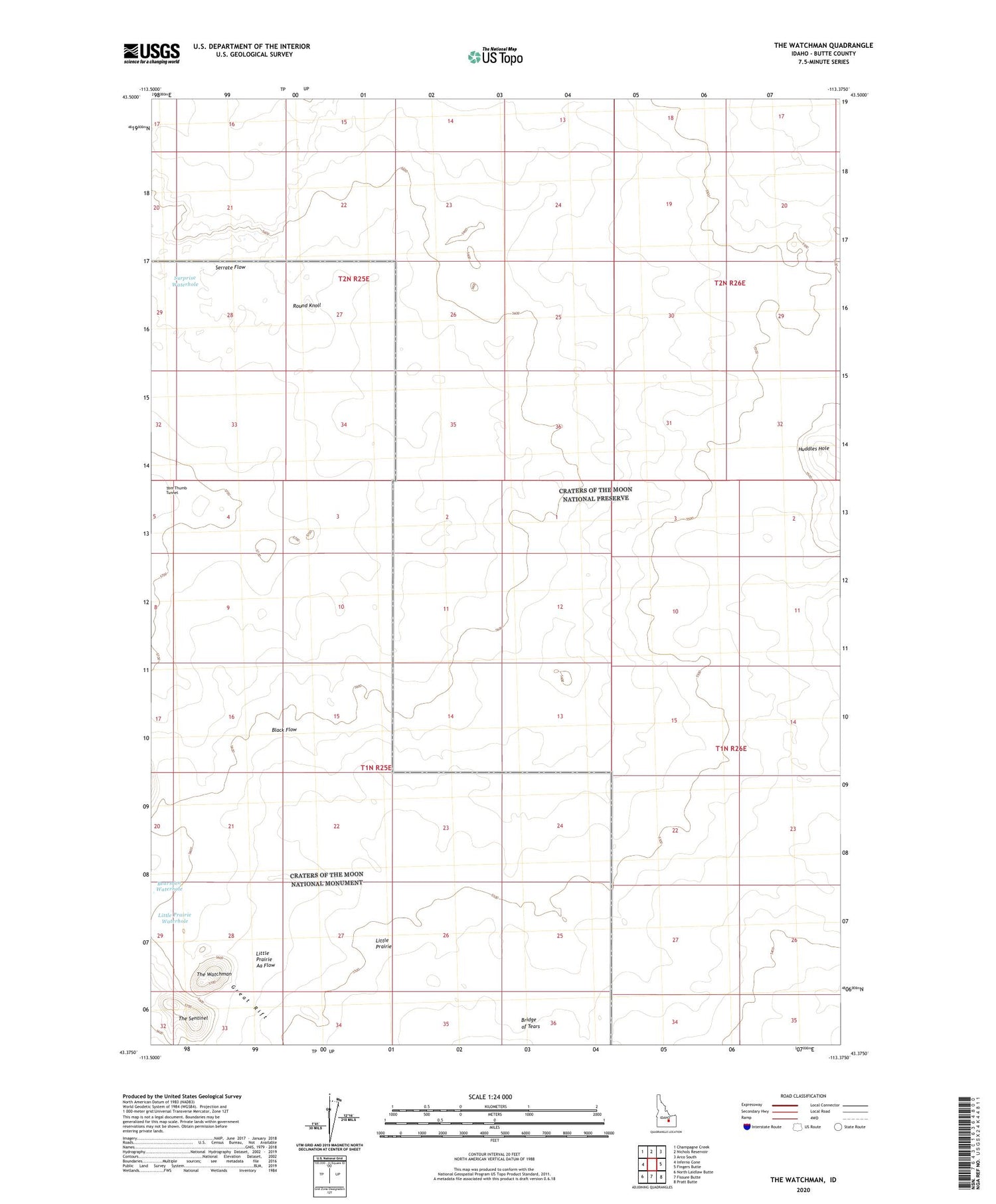 The Watchman Idaho US Topo Map Image