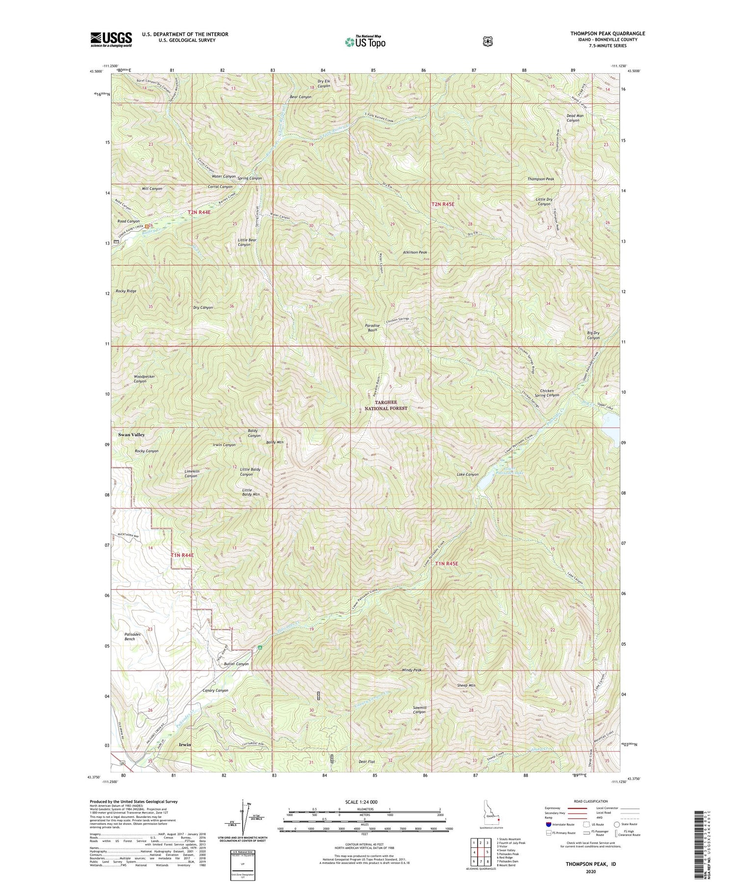 Thompson Peak Idaho US Topo Map Image