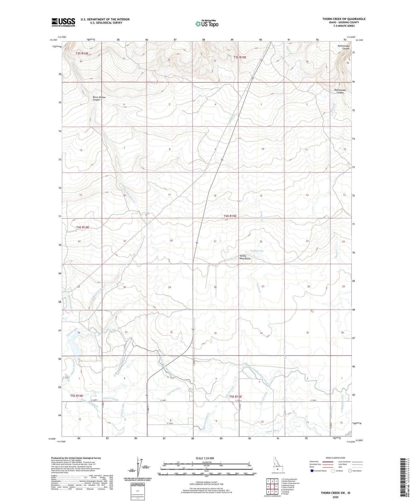 Thorn Creek SW Idaho US Topo Map Image