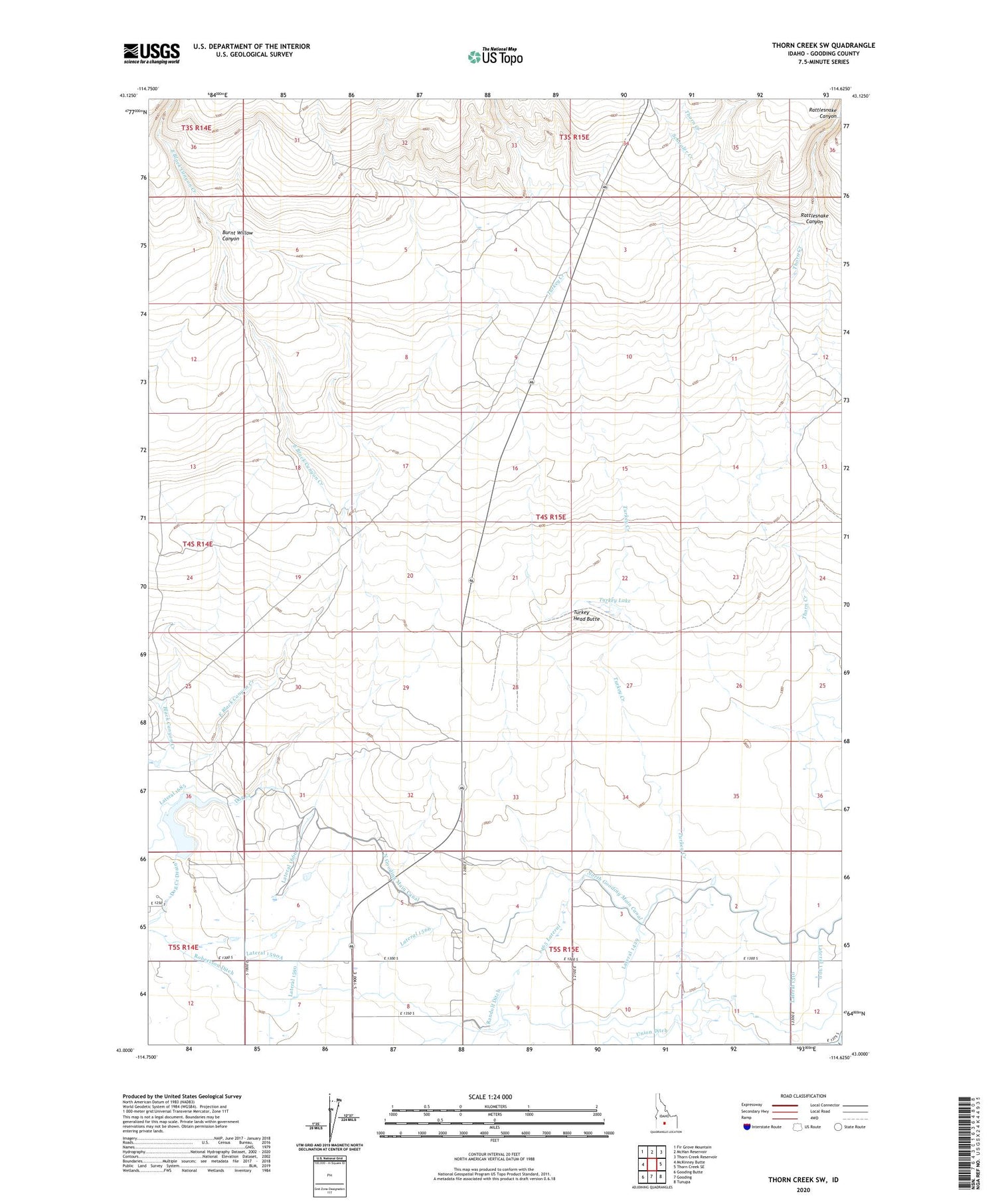 Thorn Creek SW Idaho US Topo Map Image
