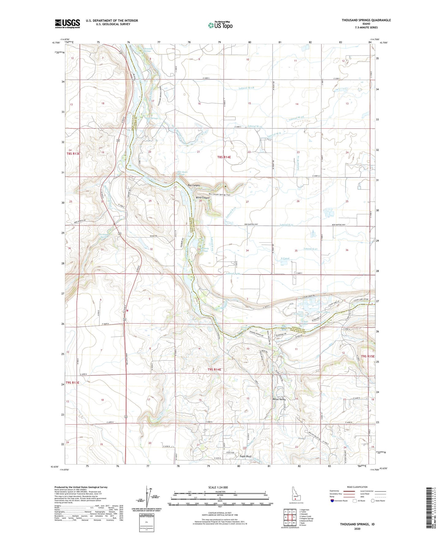 Thousand Springs Idaho US Topo Map Image