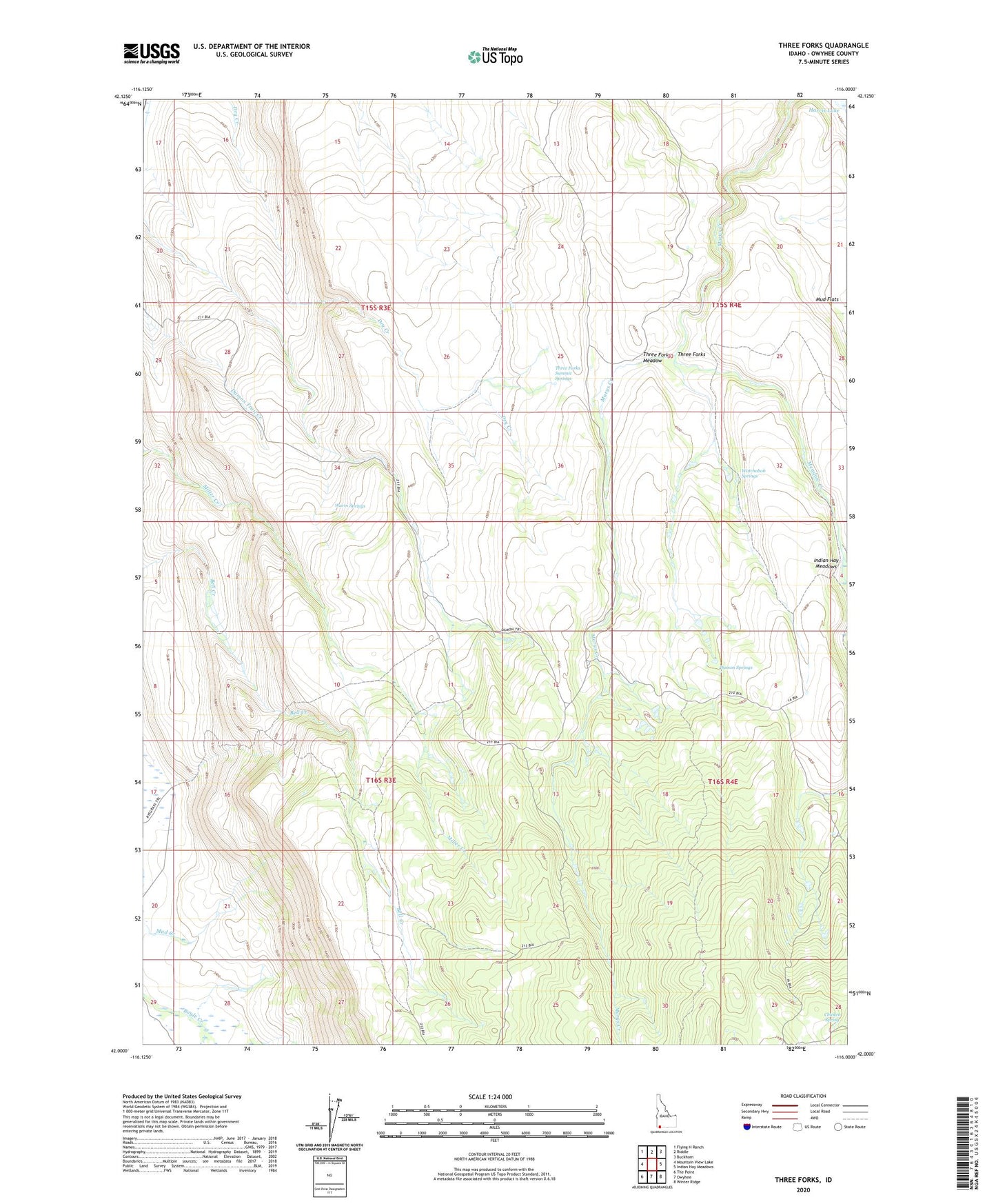 Three Forks Idaho US Topo Map Image