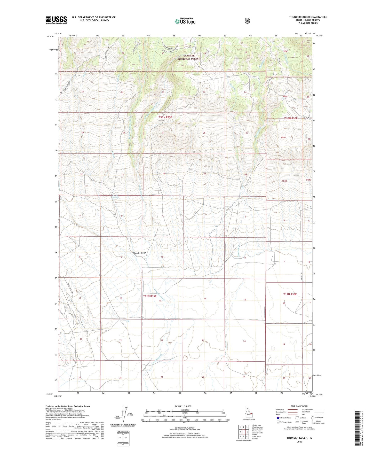 Thunder Gulch Idaho US Topo Map Image