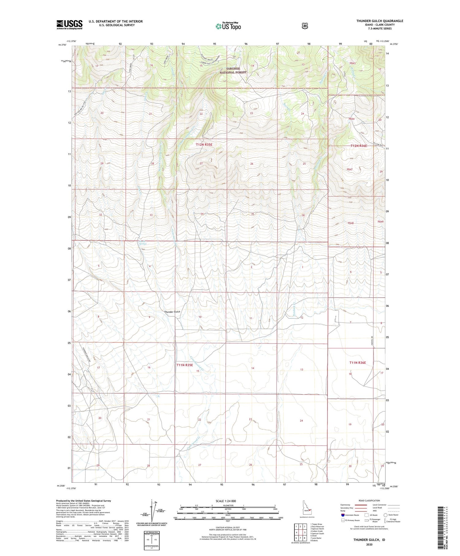 Thunder Gulch Idaho US Topo Map Image