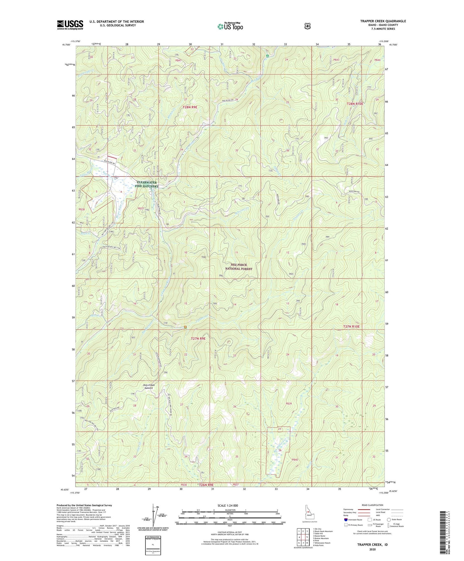 Trapper Creek Idaho US Topo Map Image
