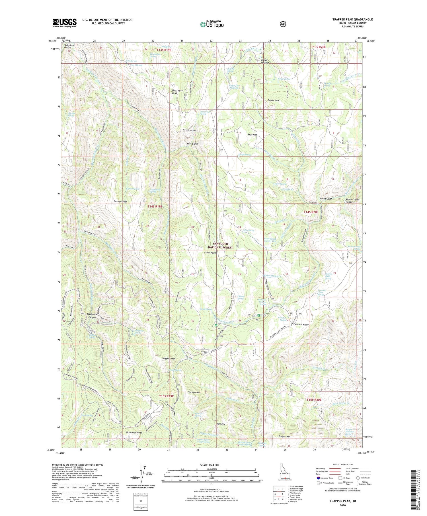 Trapper Peak Idaho US Topo Map Image