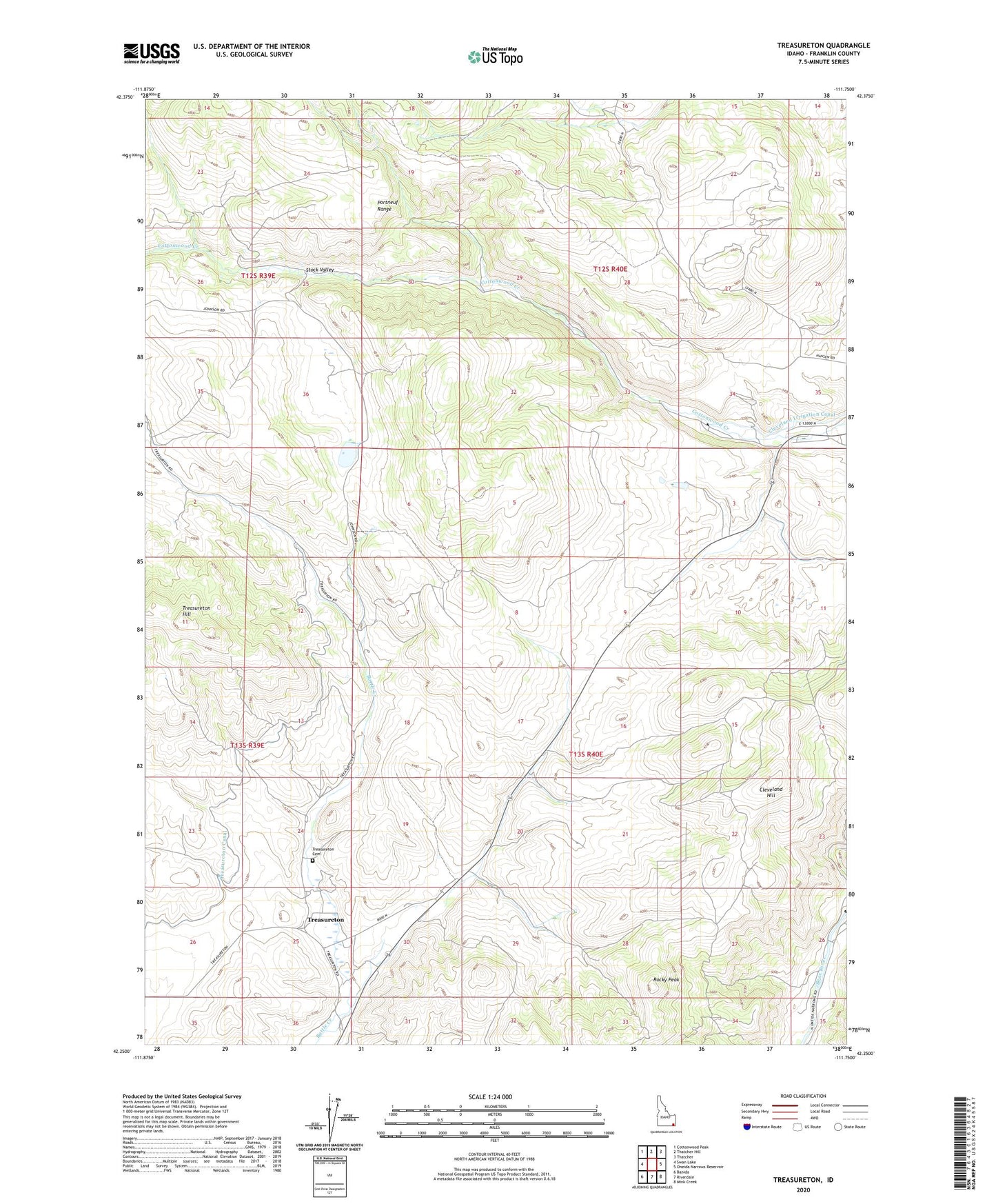 Treasureton Idaho US Topo Map Image
