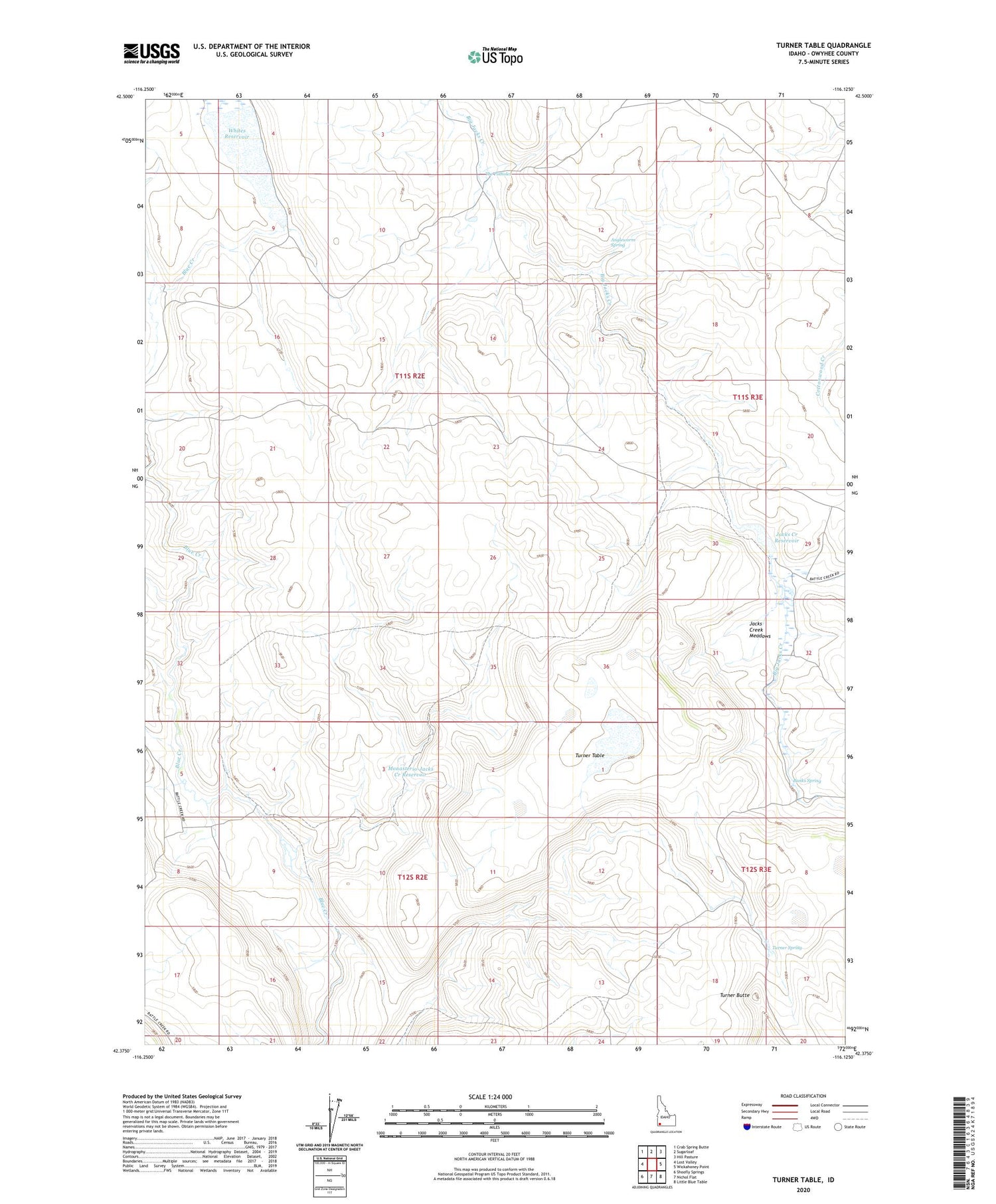 Turner Table Idaho US Topo Map Image