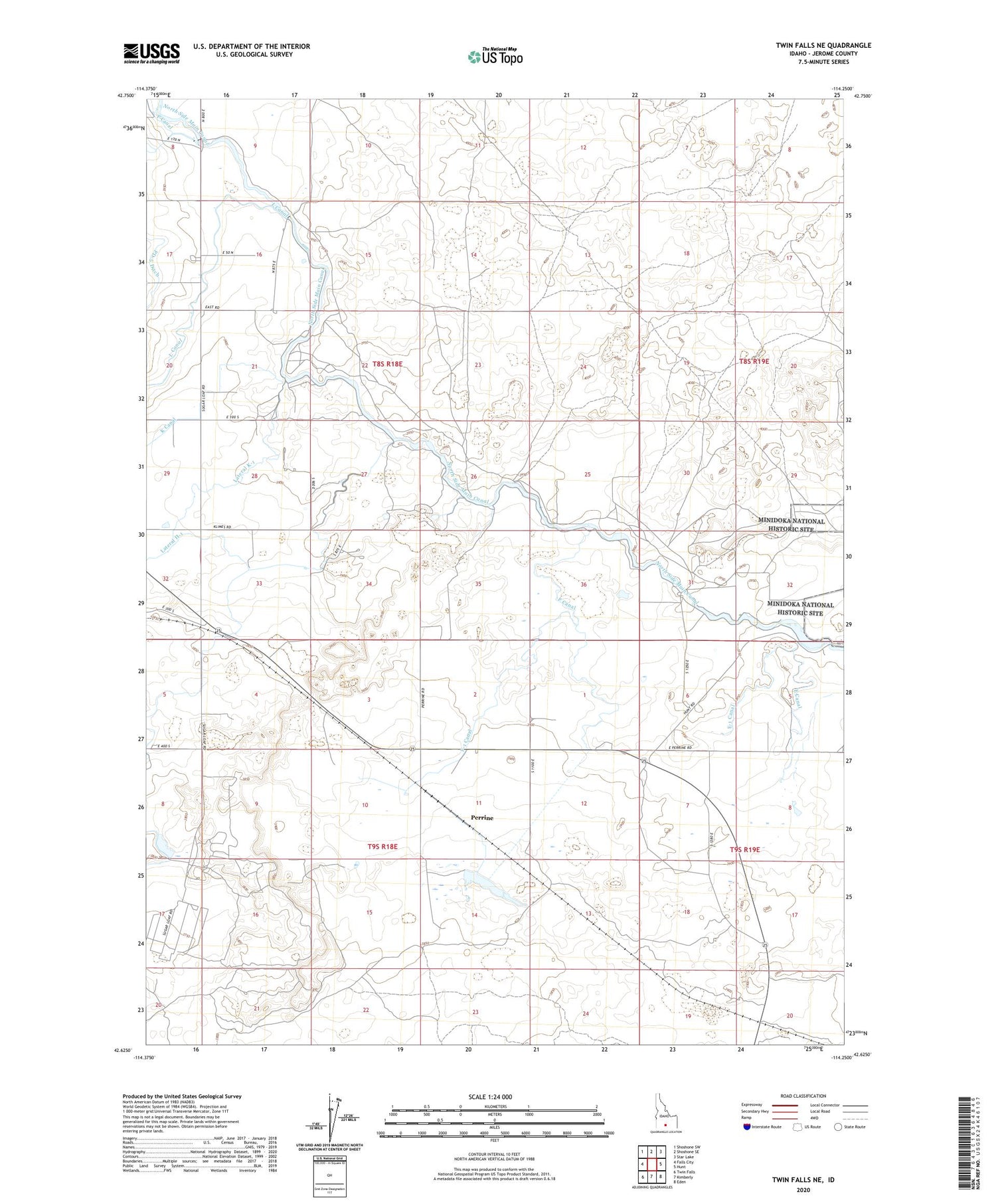 Twin Falls NE Idaho US Topo Map Image