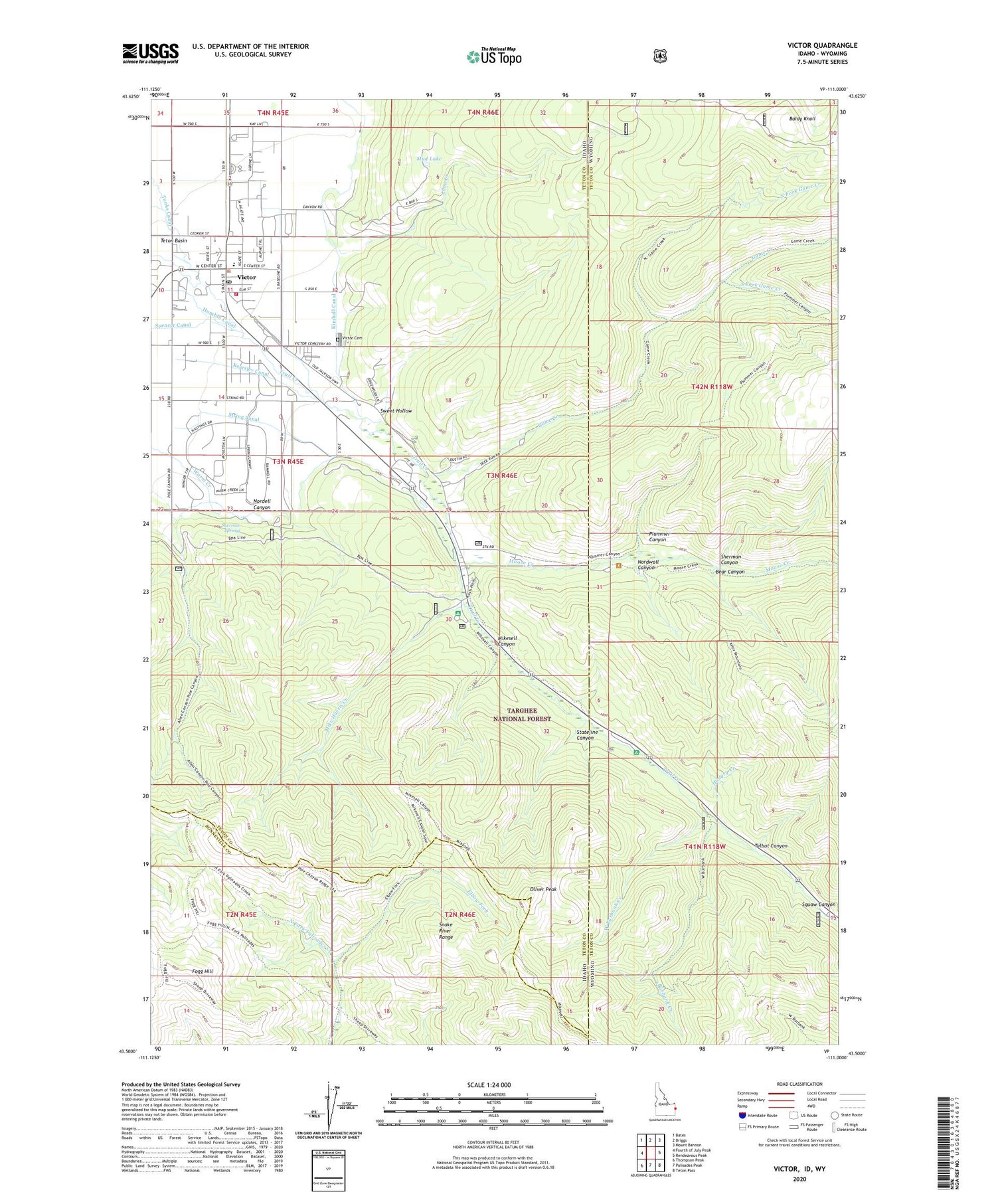Victor Idaho US Topo Map Image