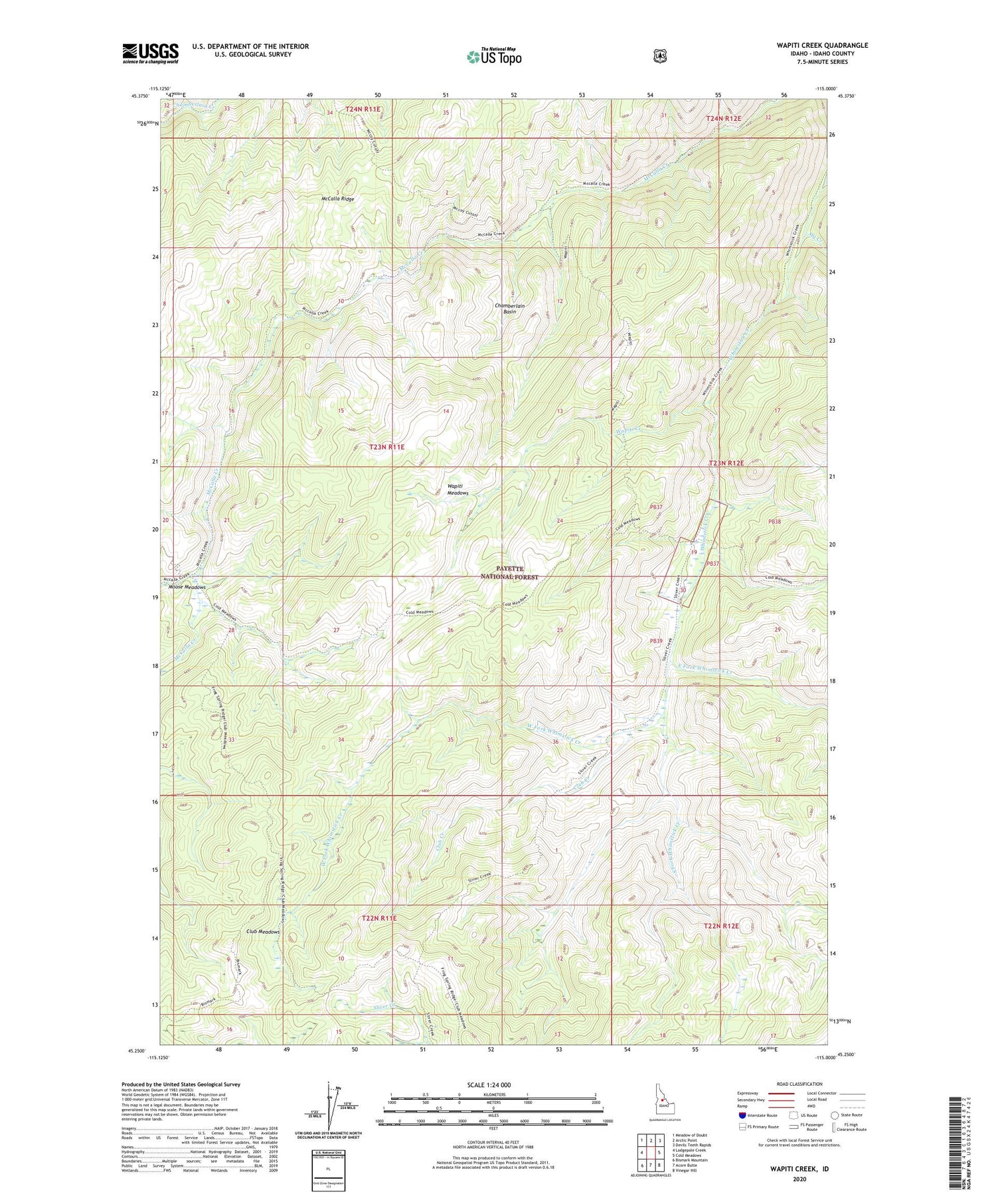 Wapiti Creek Idaho US Topo Map Image
