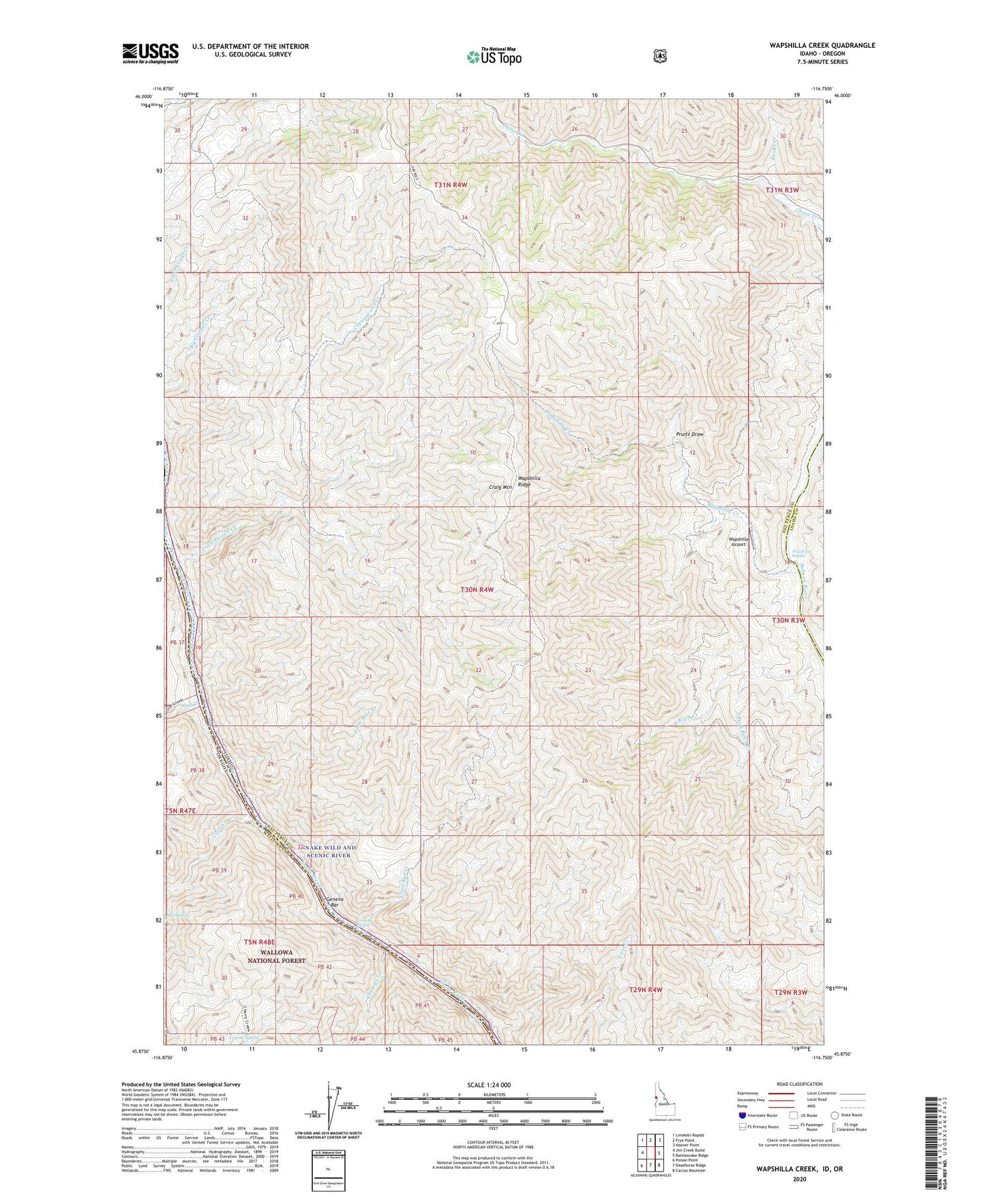 Wapshilla Creek Idaho US Topo Map Image